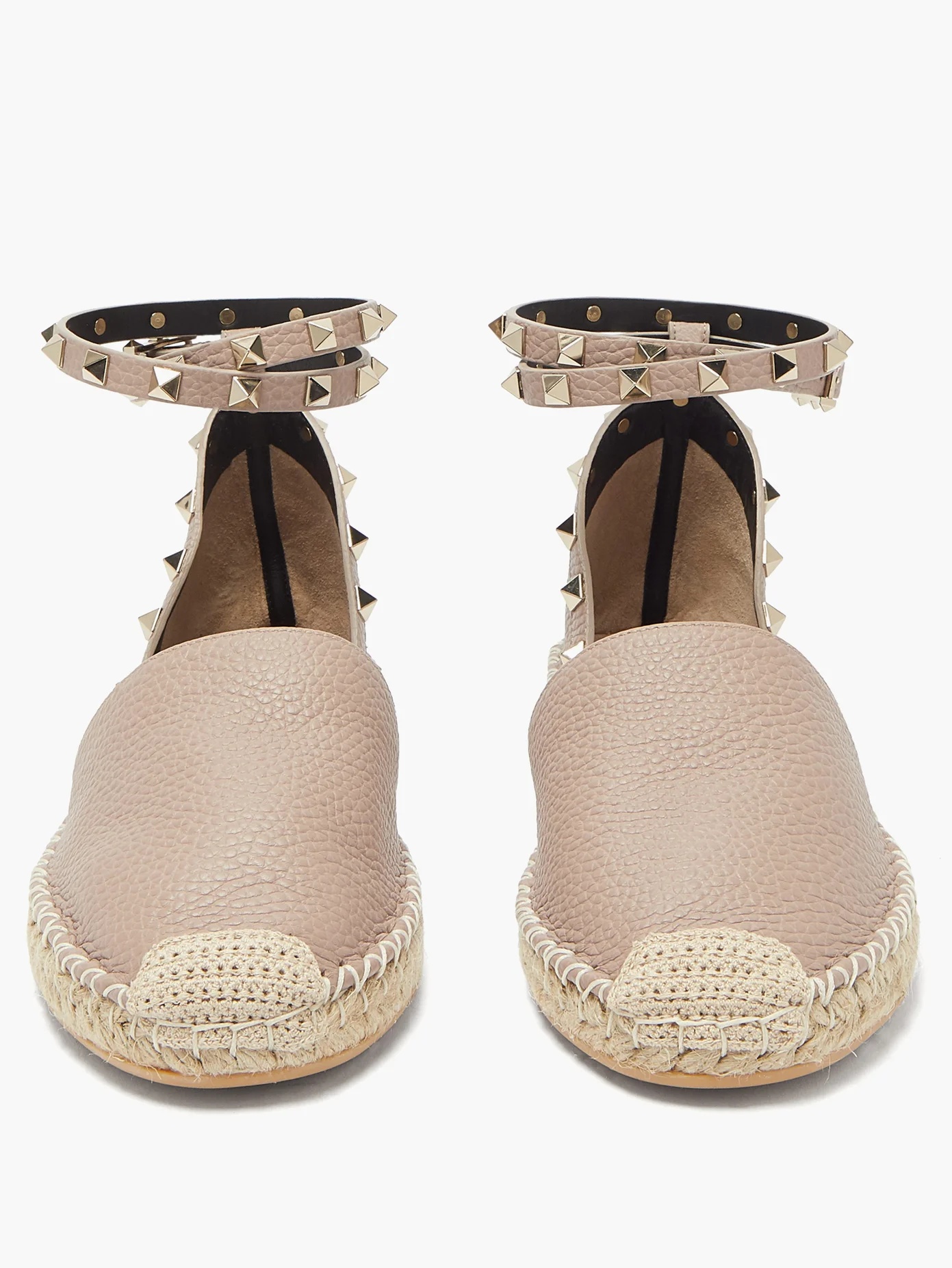 Rockstud wraparound leather espadrilles - 5