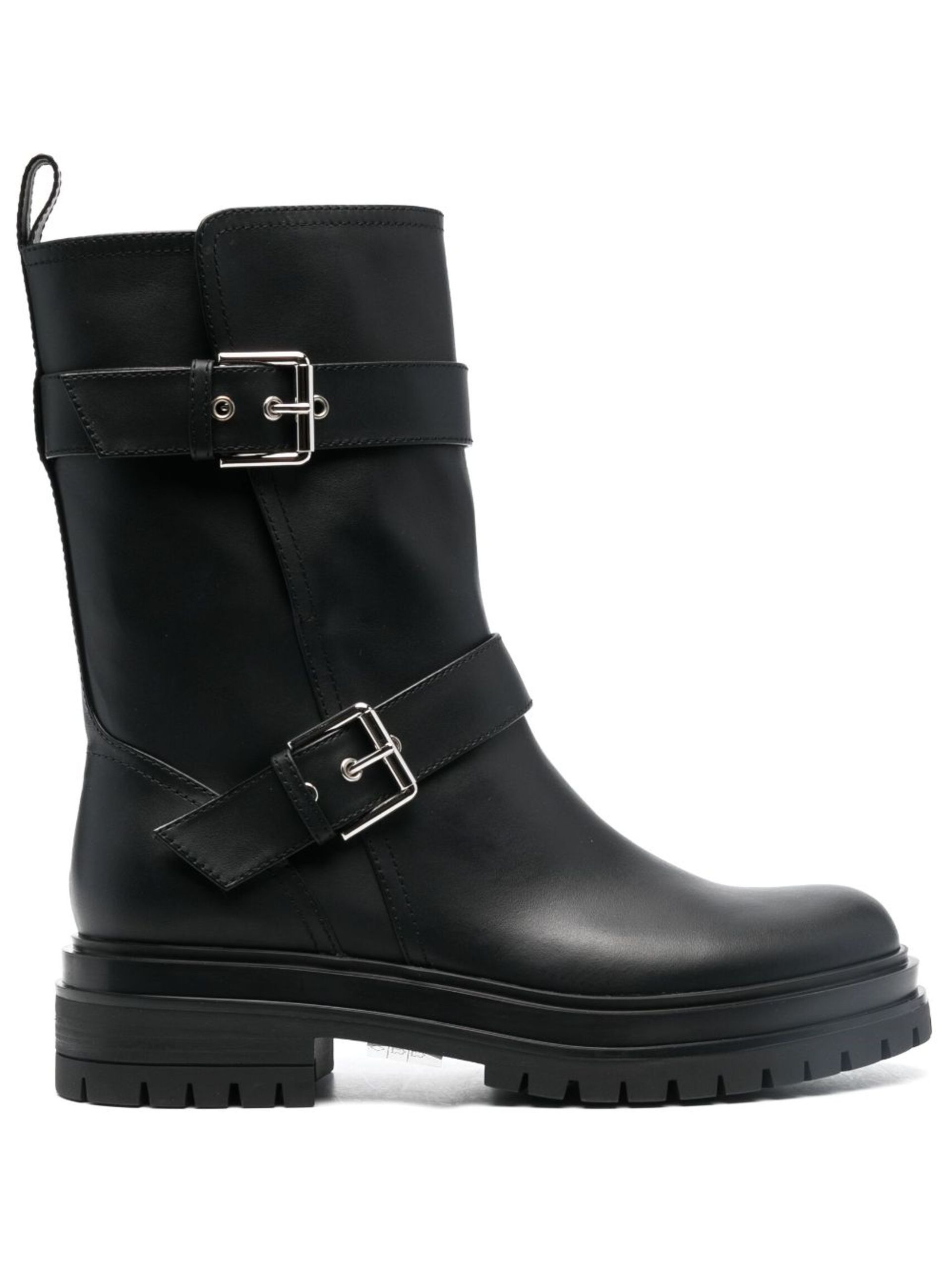 Black Amphibian Buckled Ankle Boots - 1
