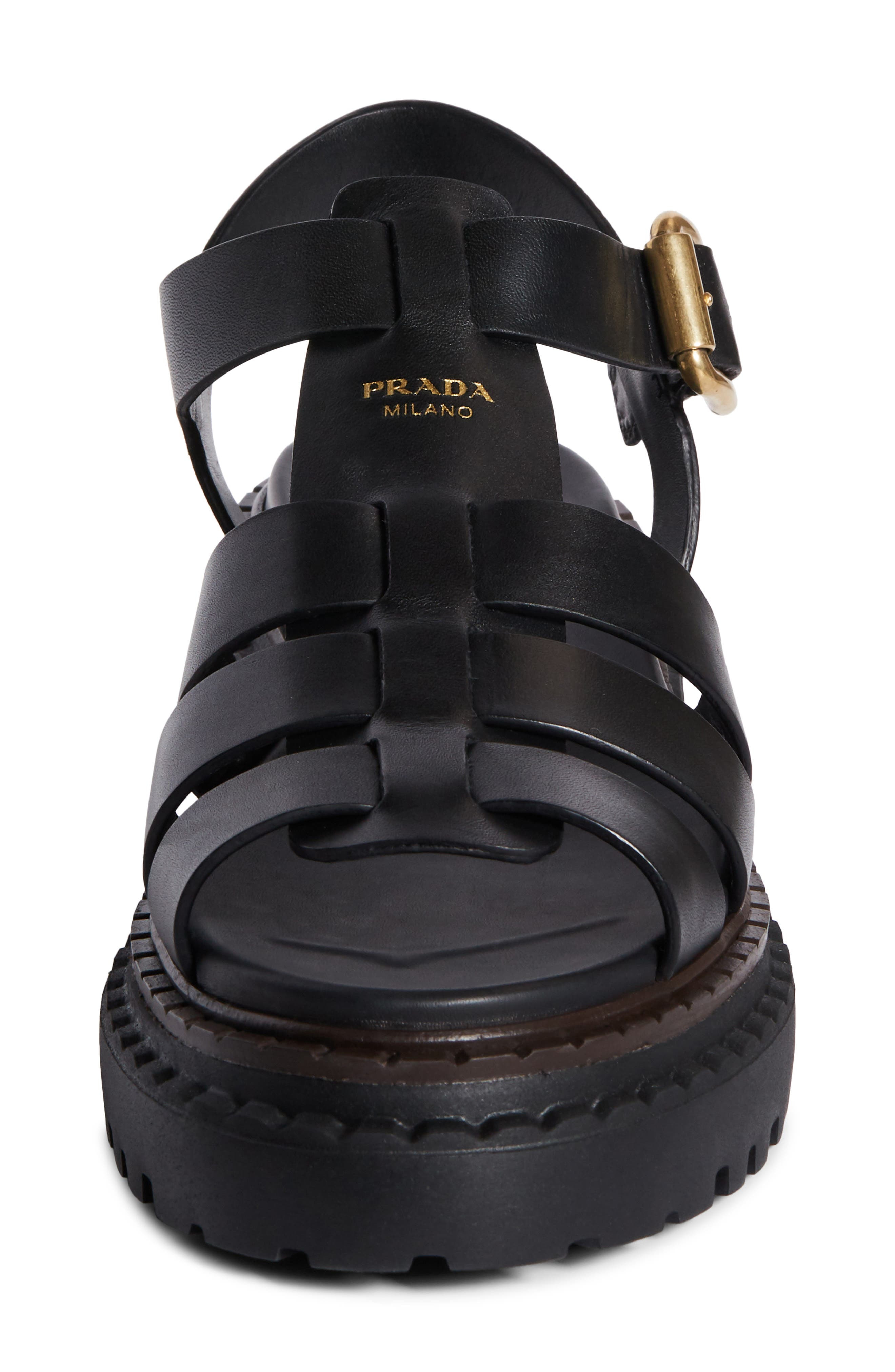 Prada Platform Cage Sandal in Nero at Nordstrom - 4