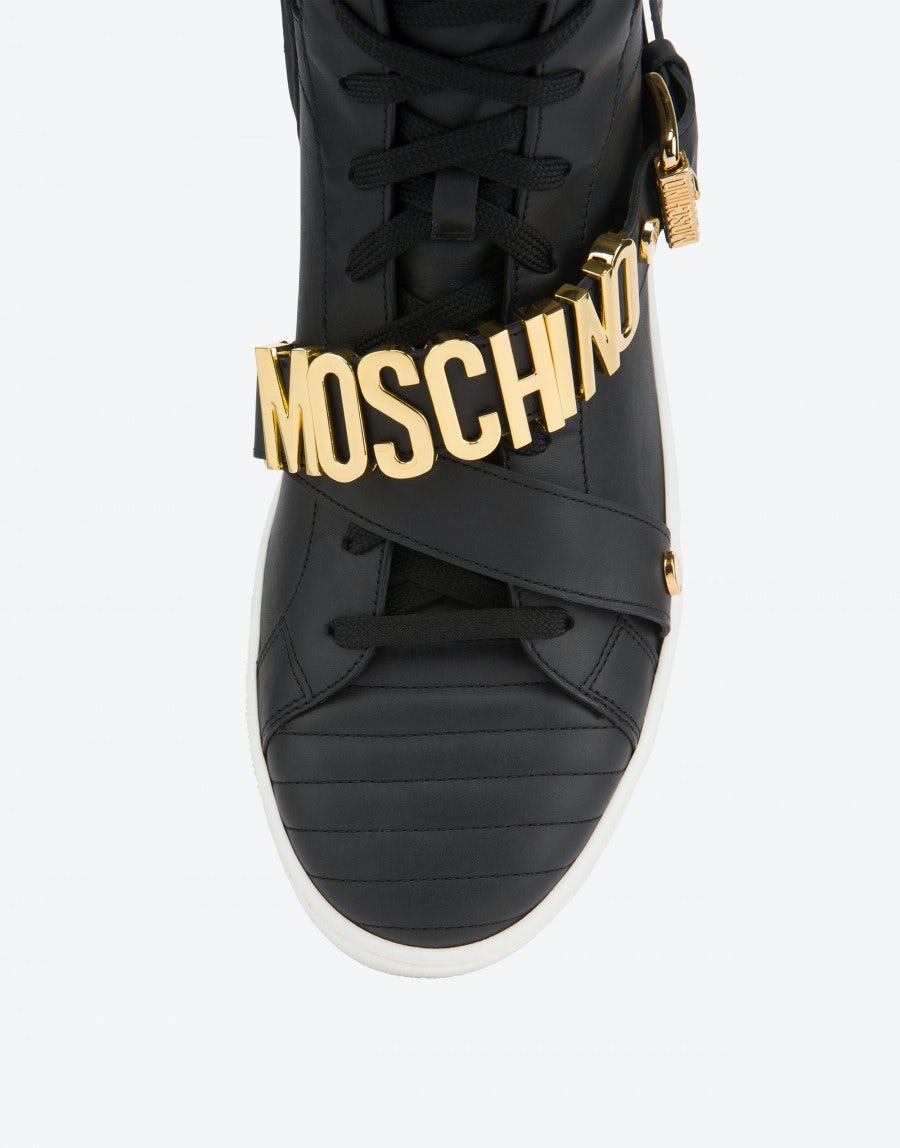 HIGH SNEAKERS IN CALFSKIN LOGO LETTERING - 4