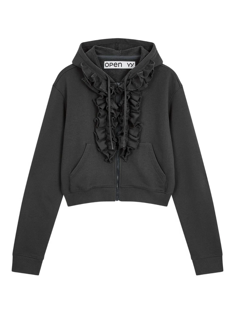 ruffle zip-up hoodie - 1