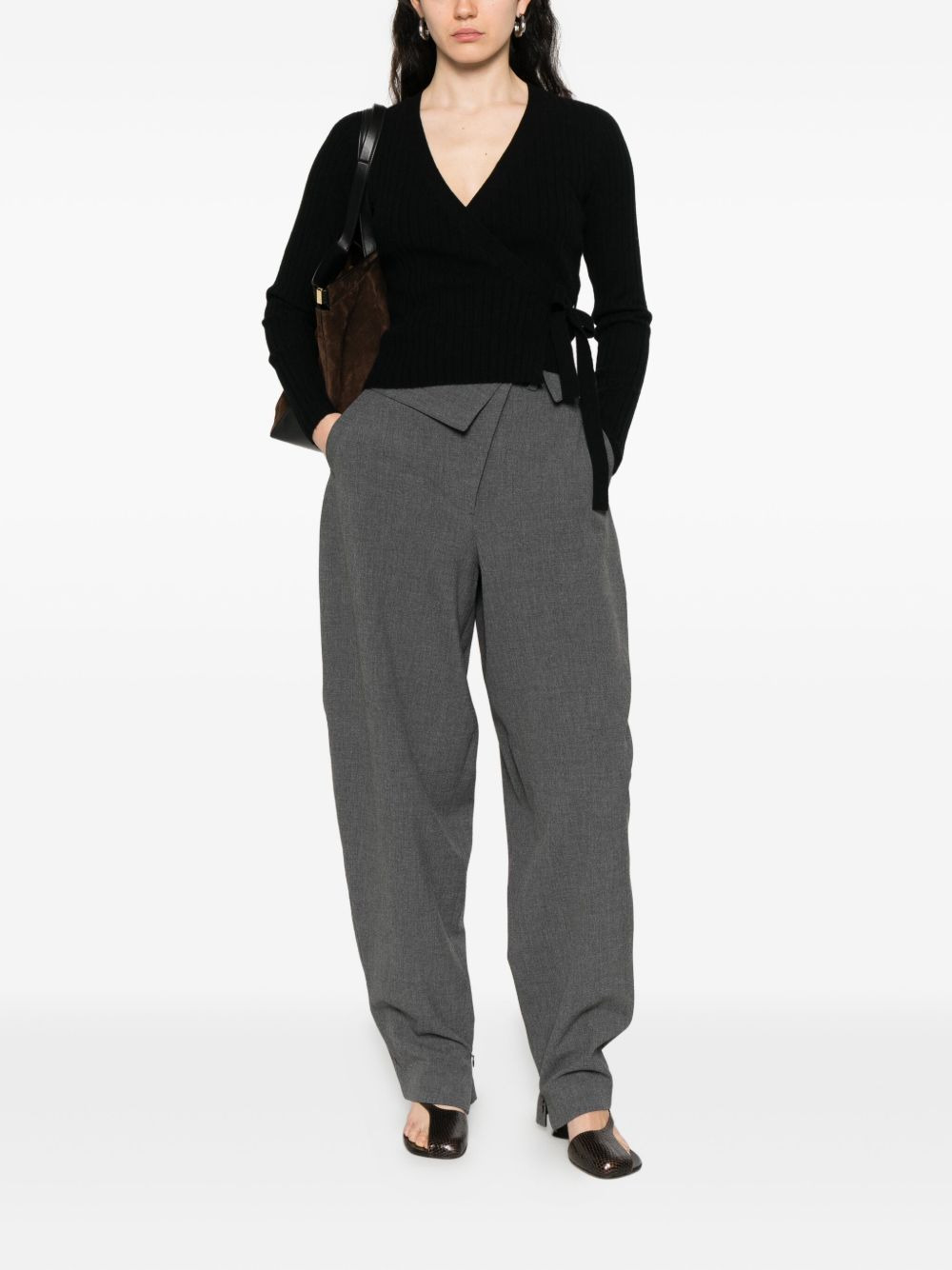 ribbed wrap cardigan - 2
