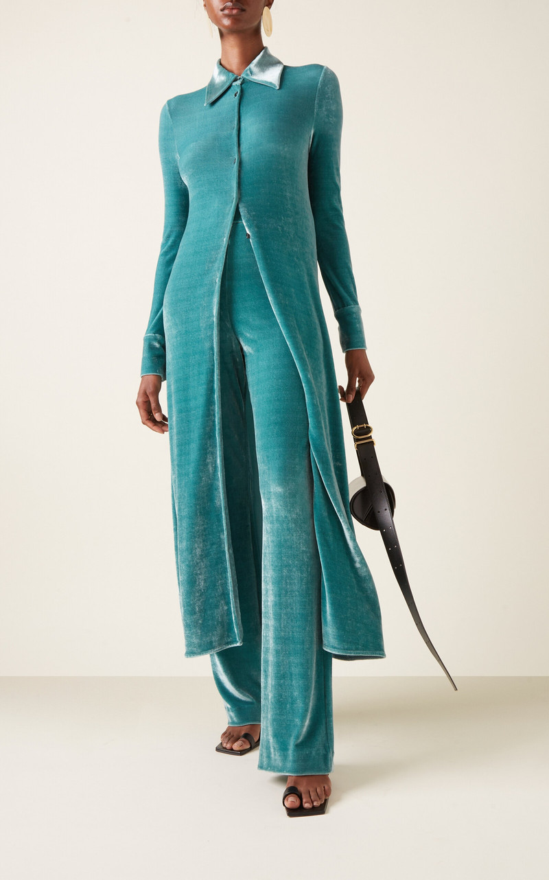 Jil Sander Velvet Straight-Leg Pants green outlook