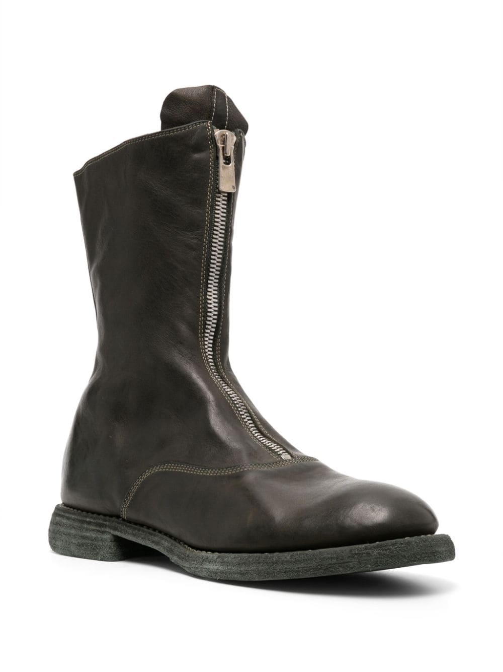 polished-leather zip-up boots - 2