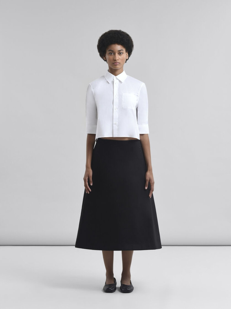 Marni BLACK ORGANIC COTTON SATIN FLARED SKIRT outlook