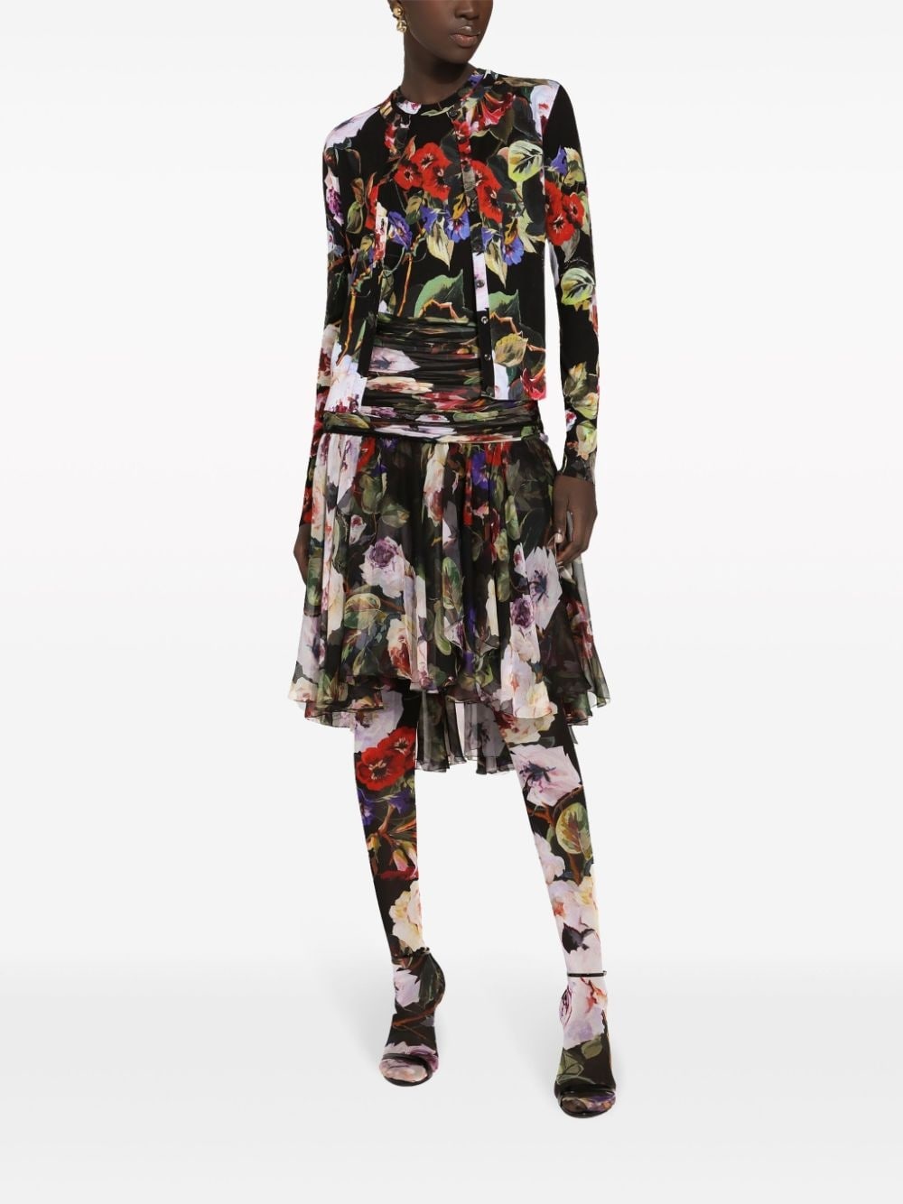 floral-print silk cardigan - 3