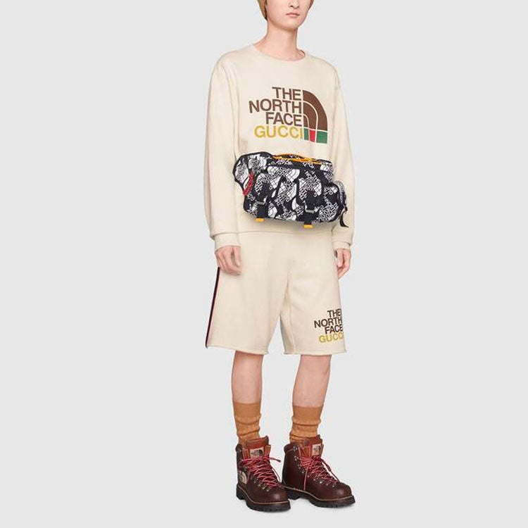 Men's Gucci x THE NORTH FACE Crossover Webbing Printing Cotton Shorts Ivory 651727-XJDIP-9756 - 2