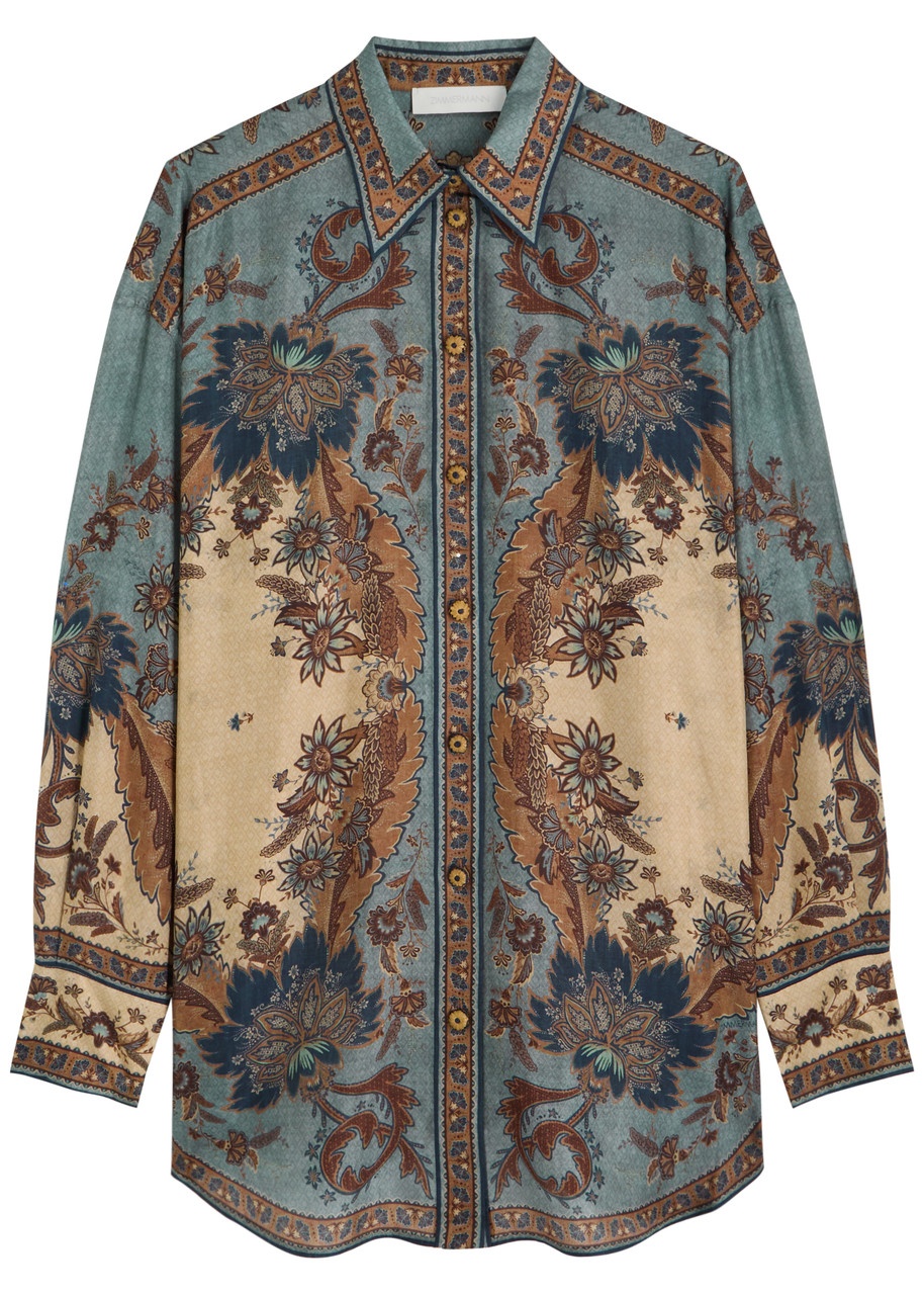 Zimmermann Ascension Manstyle Printed Silk Shirt - 1