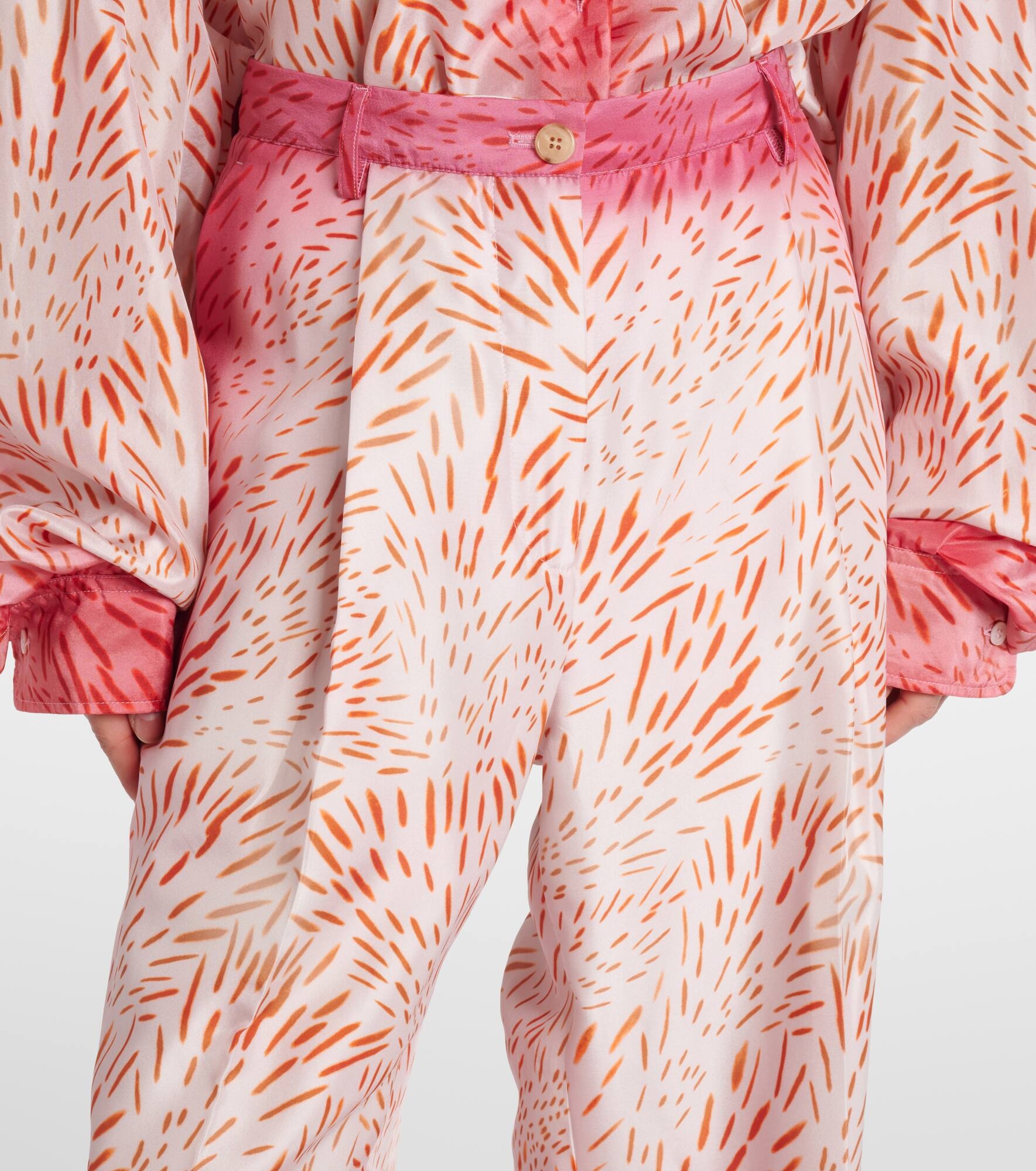 Printed silk wide-leg pants - 4