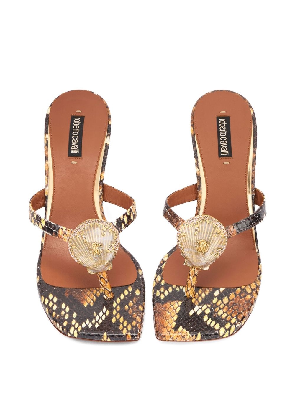 snake-print heeled sandals - 4
