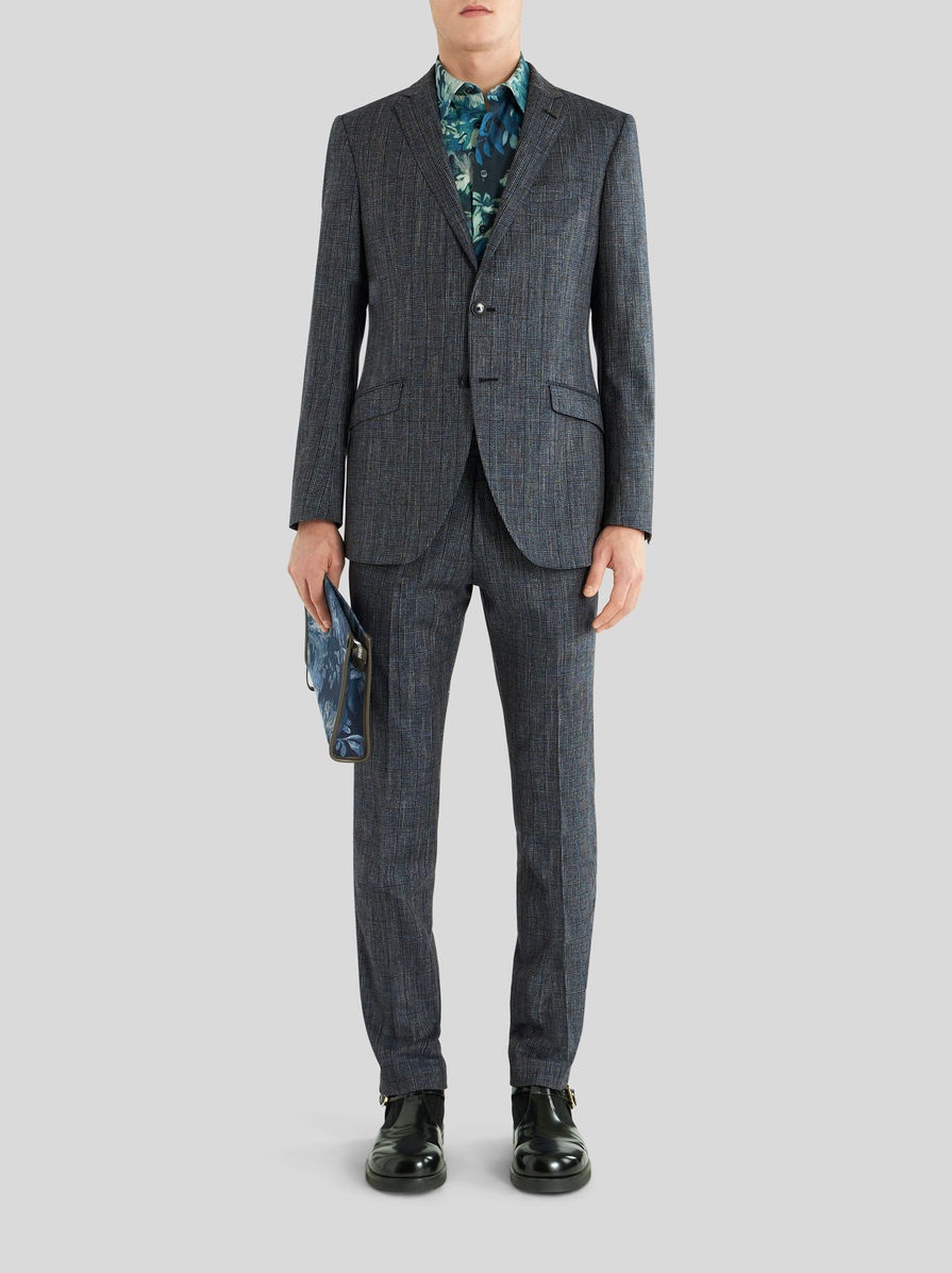 CHECK SUIT IN WOOL, COTTON AND LINEN - 3