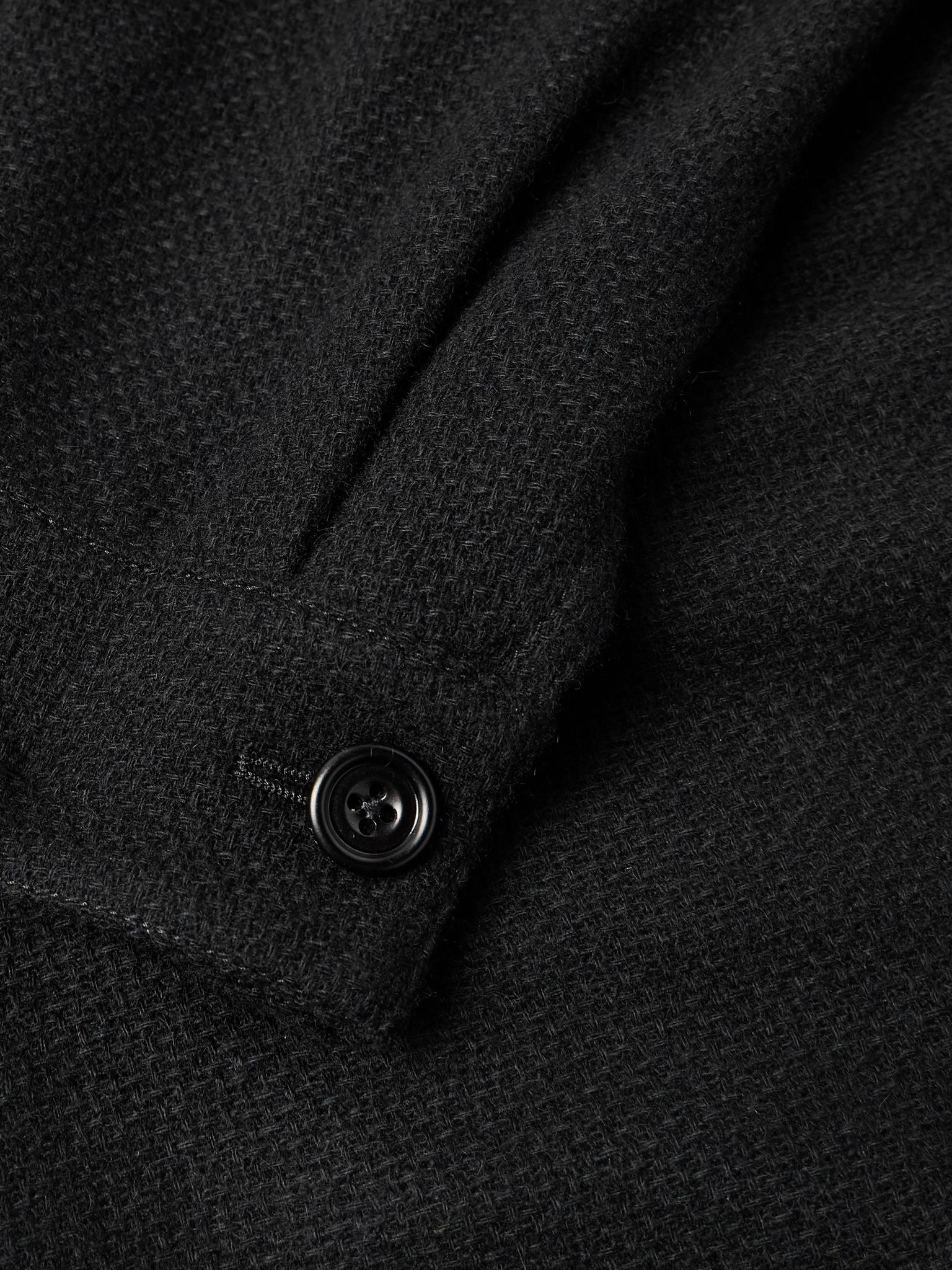 Basketweave-Knit Cashmere Shirt Jacket Black - 5