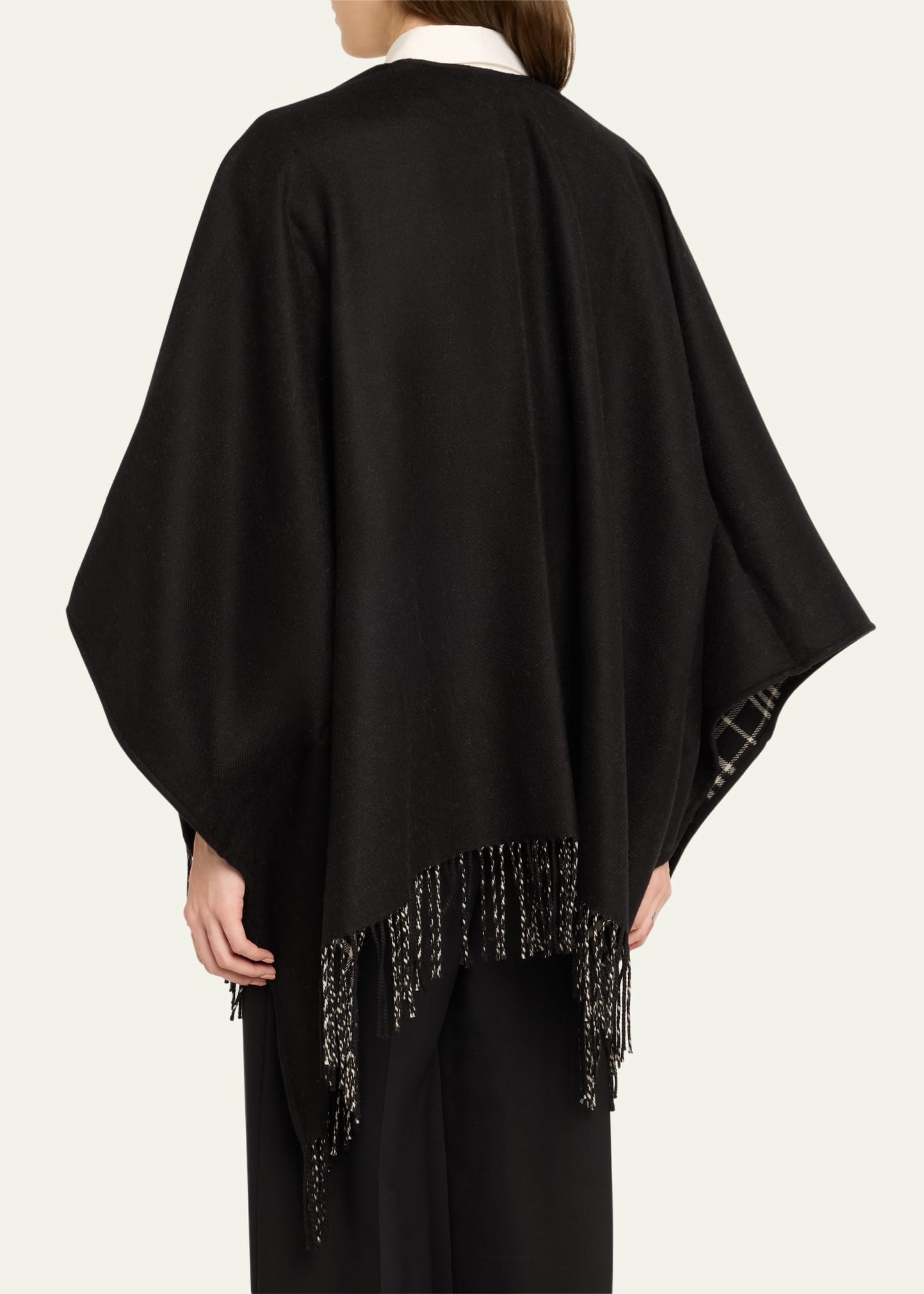Charlotte Check Wool Cape - 3
