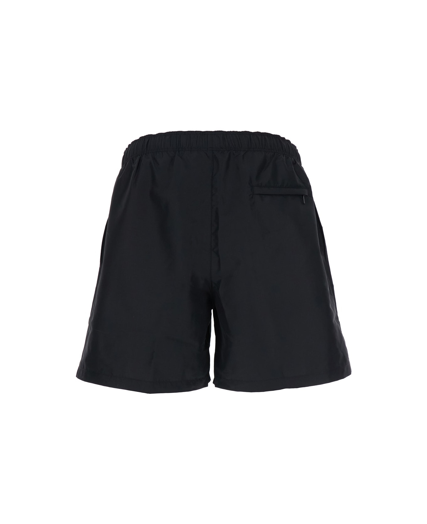 Black Swim Shorts With Elastic Drawstring Waist And Medusa Embroidery On The Front In Tech Fabric Ma - 2