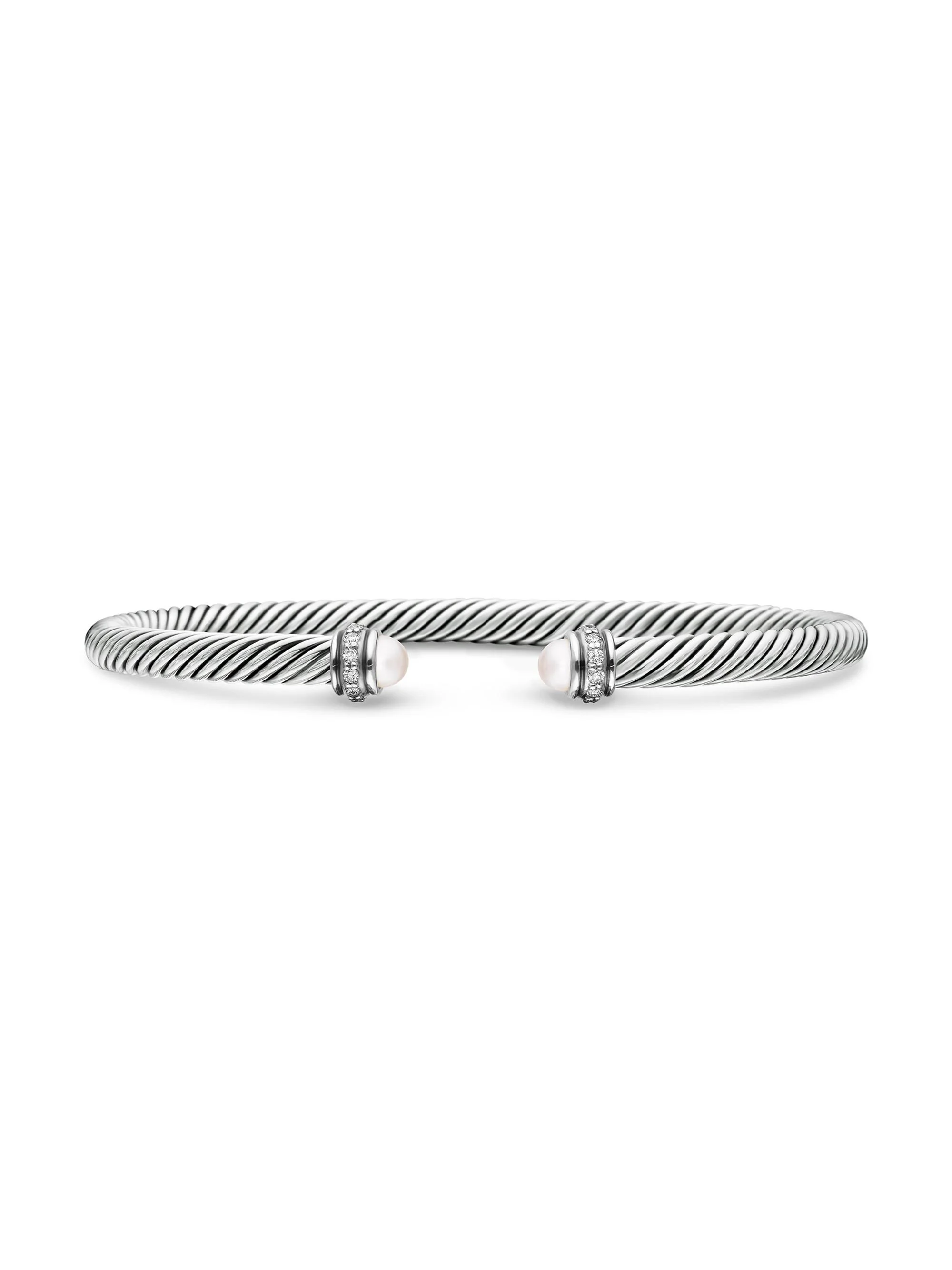 Women's Classic Cable Bracelet in Sterling Silver - Pearl - 1