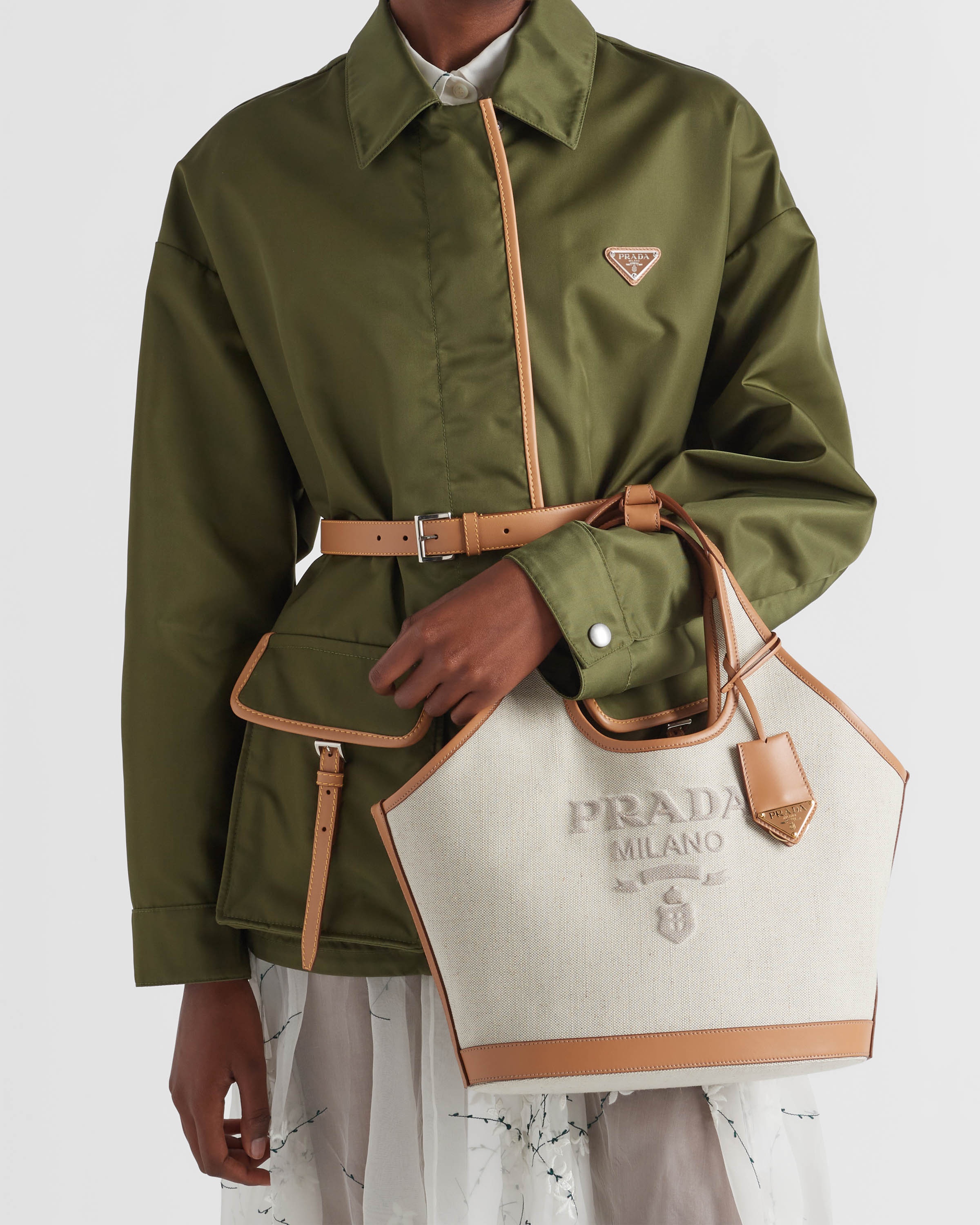 トートバッグ Prada Large Linen Bland Tote Natural Large Linen Blend Tote Bag | PRADA