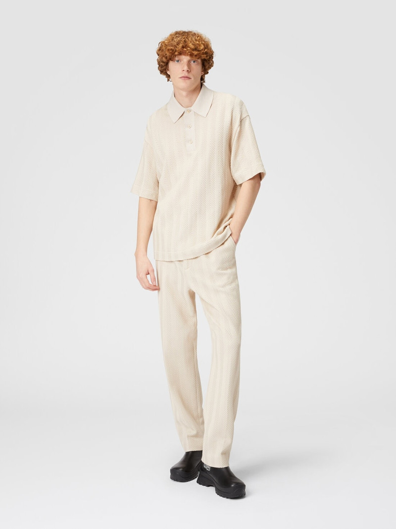 Missoni Boxy-fit knit polo shirt with tone-on-tone chevron outlook