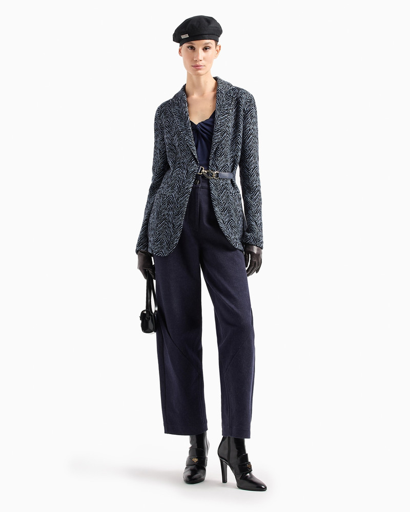 GIORGIO ARMANI Single-breasted jacket in viscose jacquard and jersey cashmere outlook