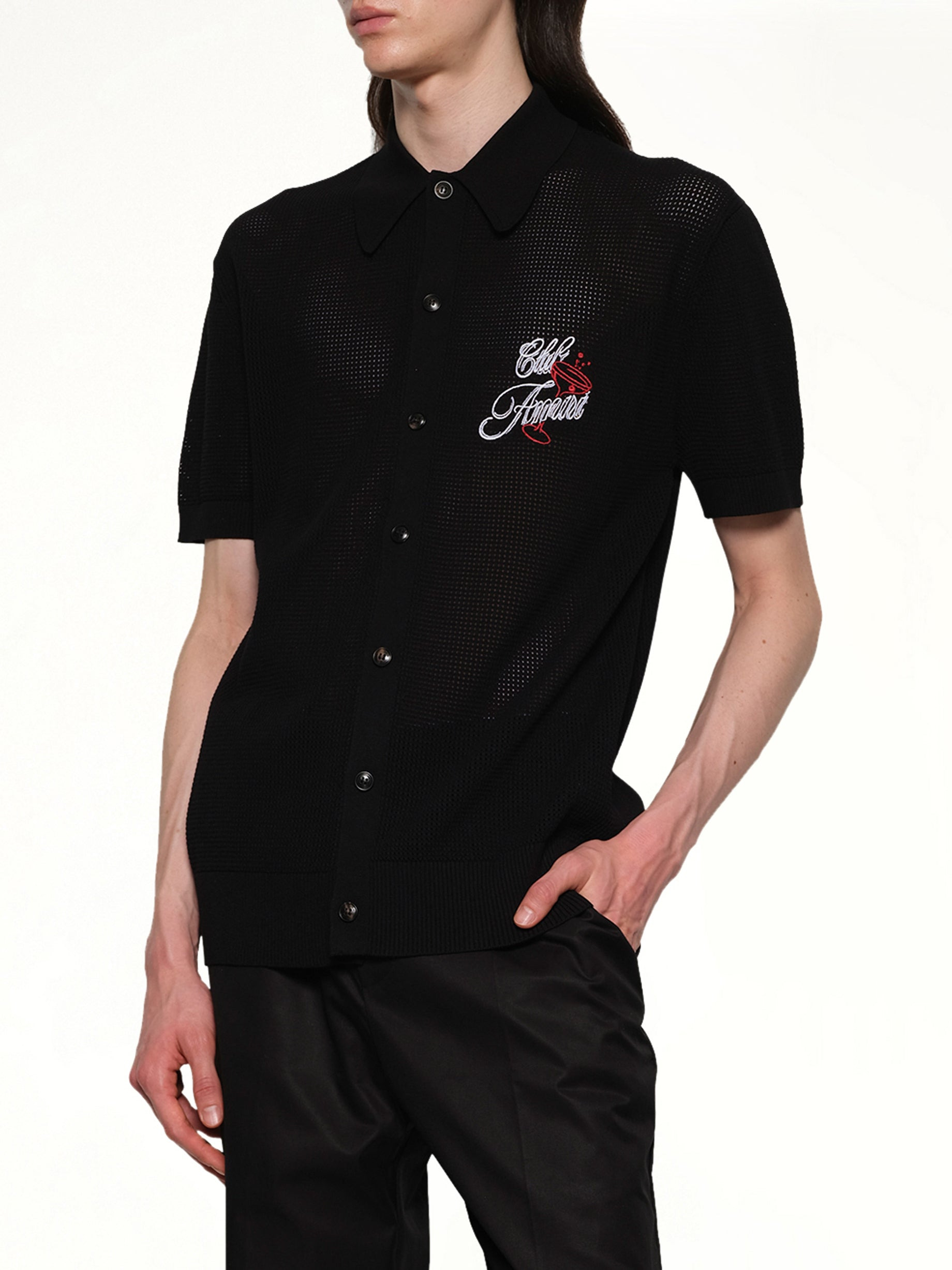 Club Amiri Crochet Shirt in Black - 6