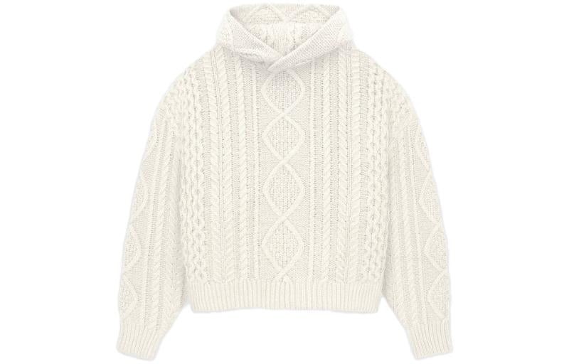 Fear of God Essentials FW23 Cable Knit Hoodie 'Cloud Dancer' 192BT234391F - 1
