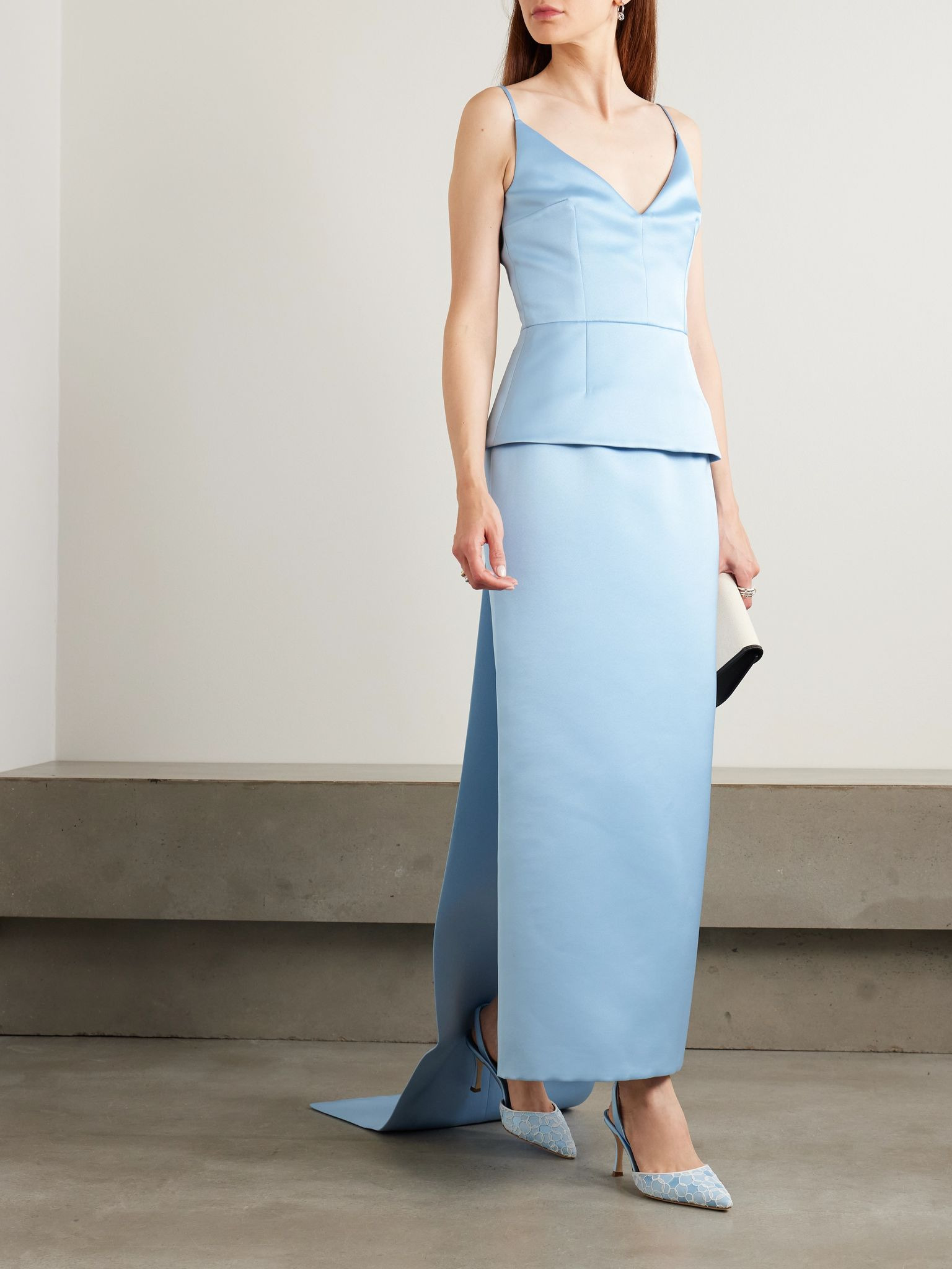 Harleigh convertible duchesse-satin midi skirt Light blue - 2