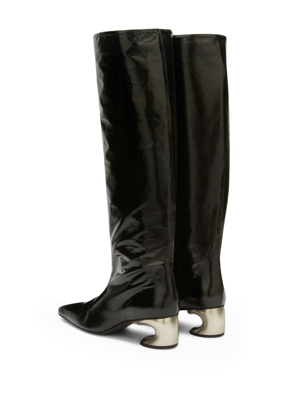 metal-heel leather knee boots - 3