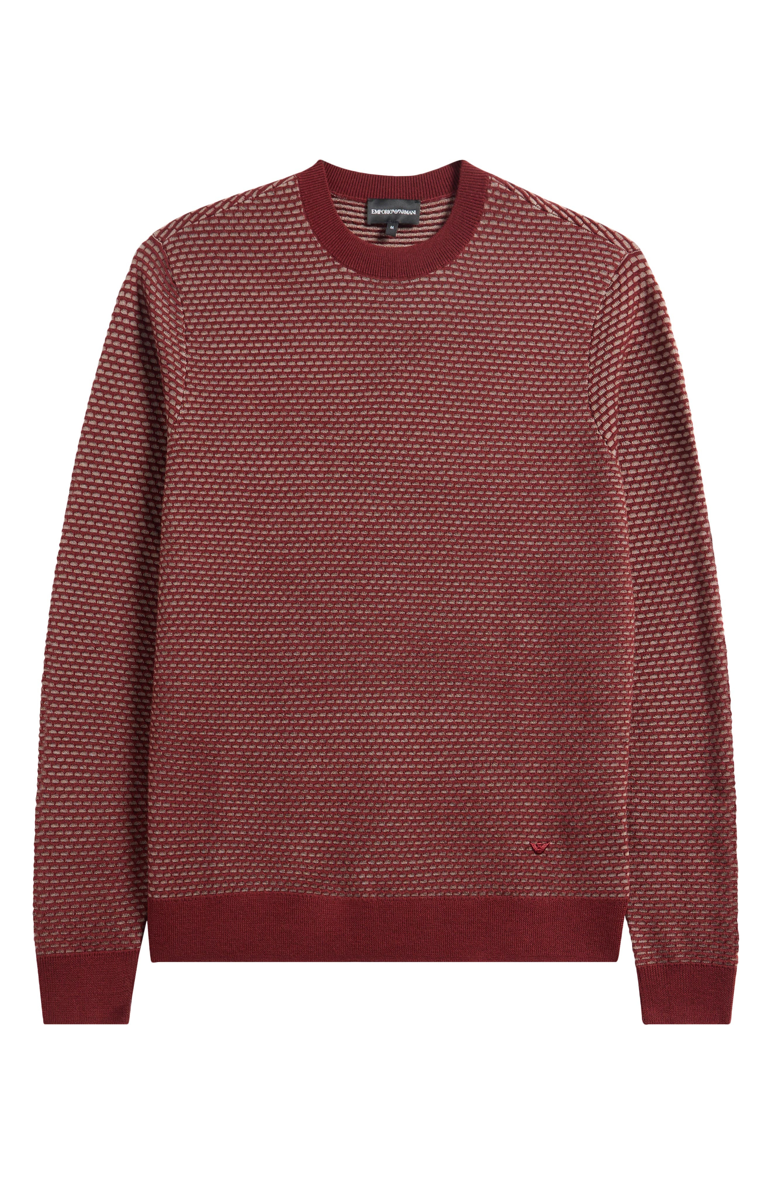 Emporio Armani Geo Jacquard Virgin Wool Blend Crewneck Sweater in Brick Red at Nordstrom - 5