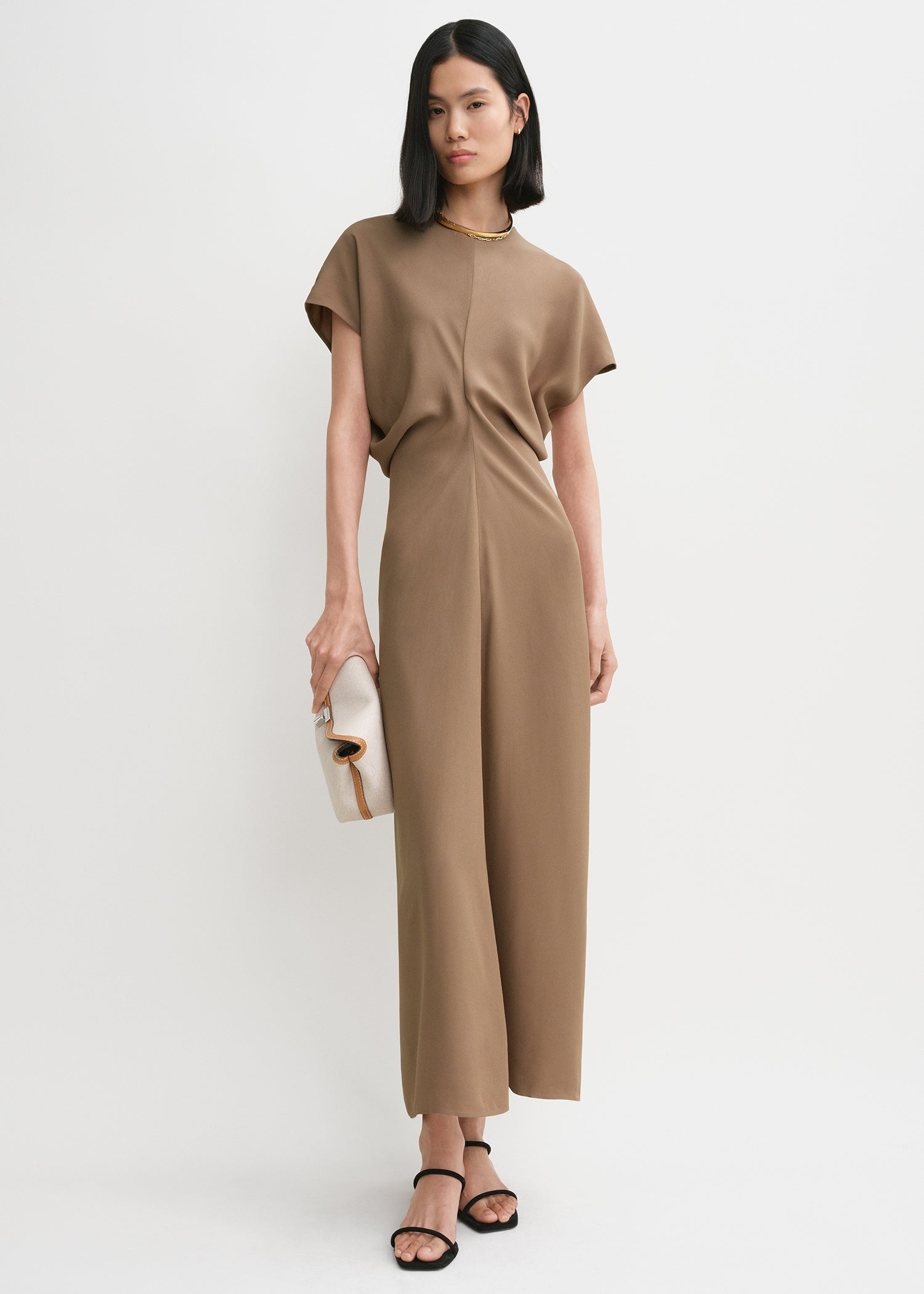 Slouch waist dress camel - 2