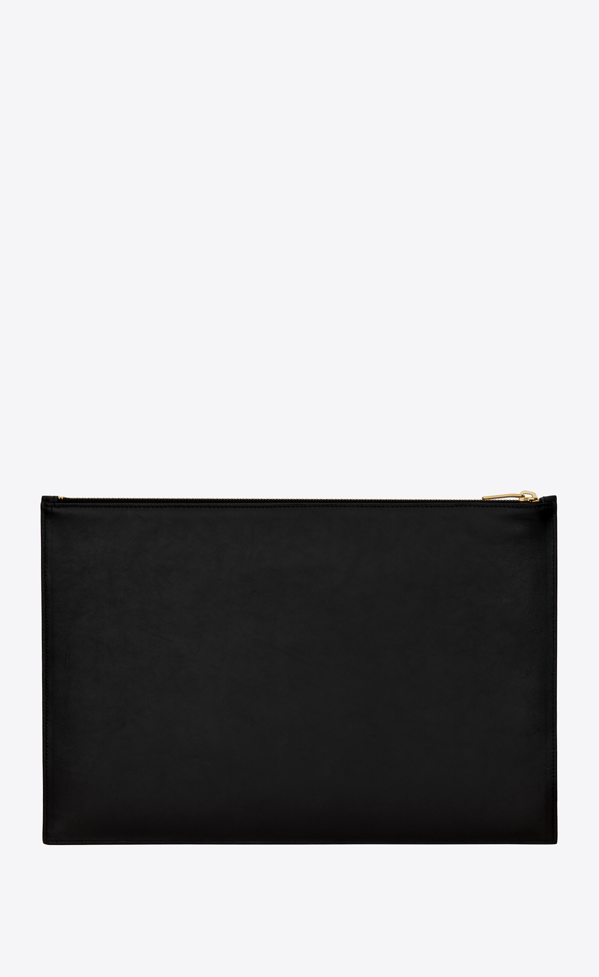 saint laurent xl flat pouch in shiny leather - 2