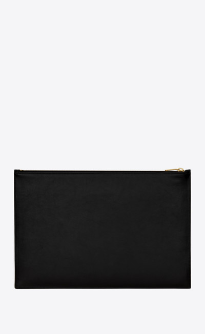 SAINT LAURENT saint laurent xl flat pouch in shiny leather outlook