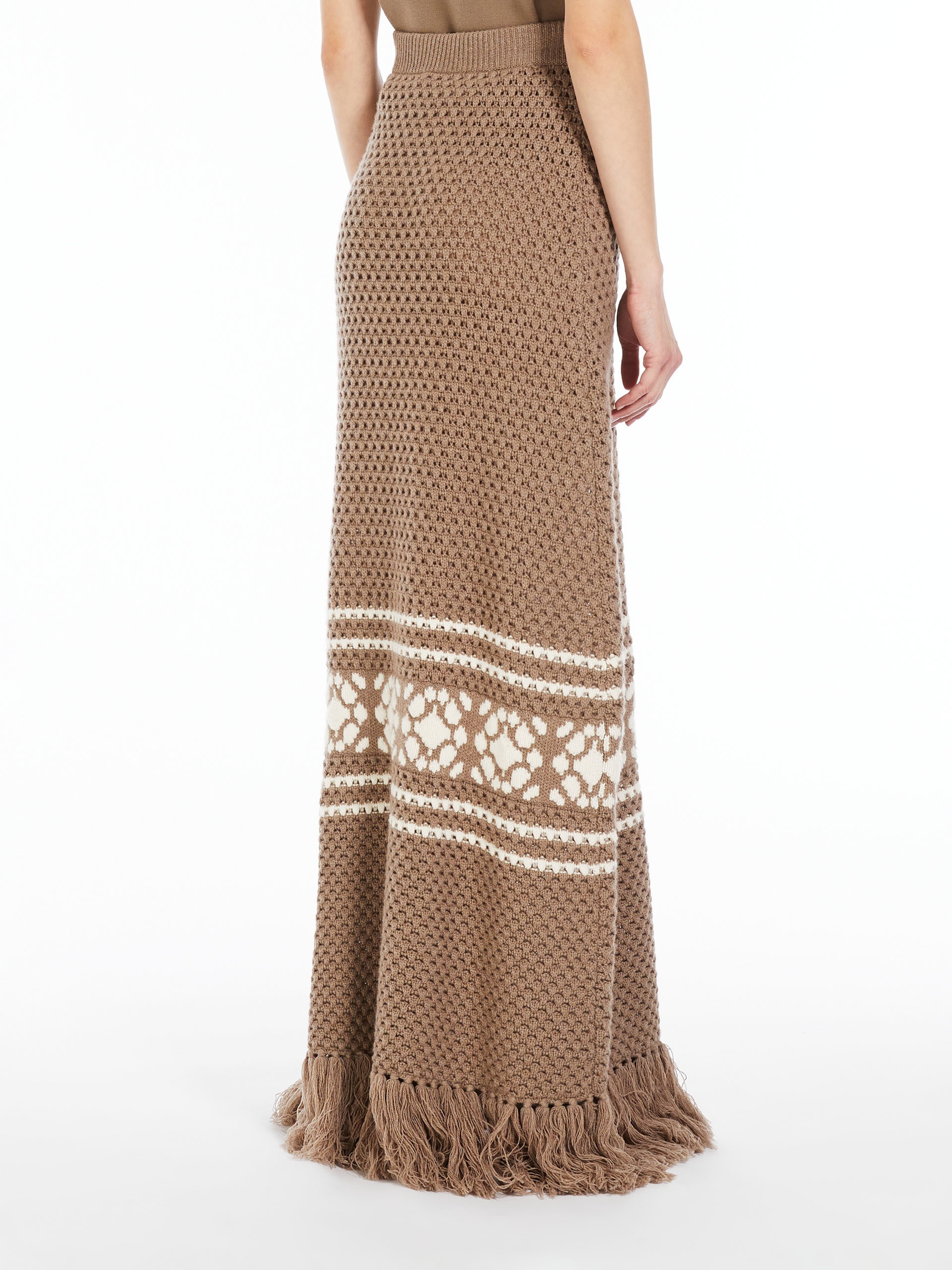 GANGE Wool and cashmere skirt with fringes - 4