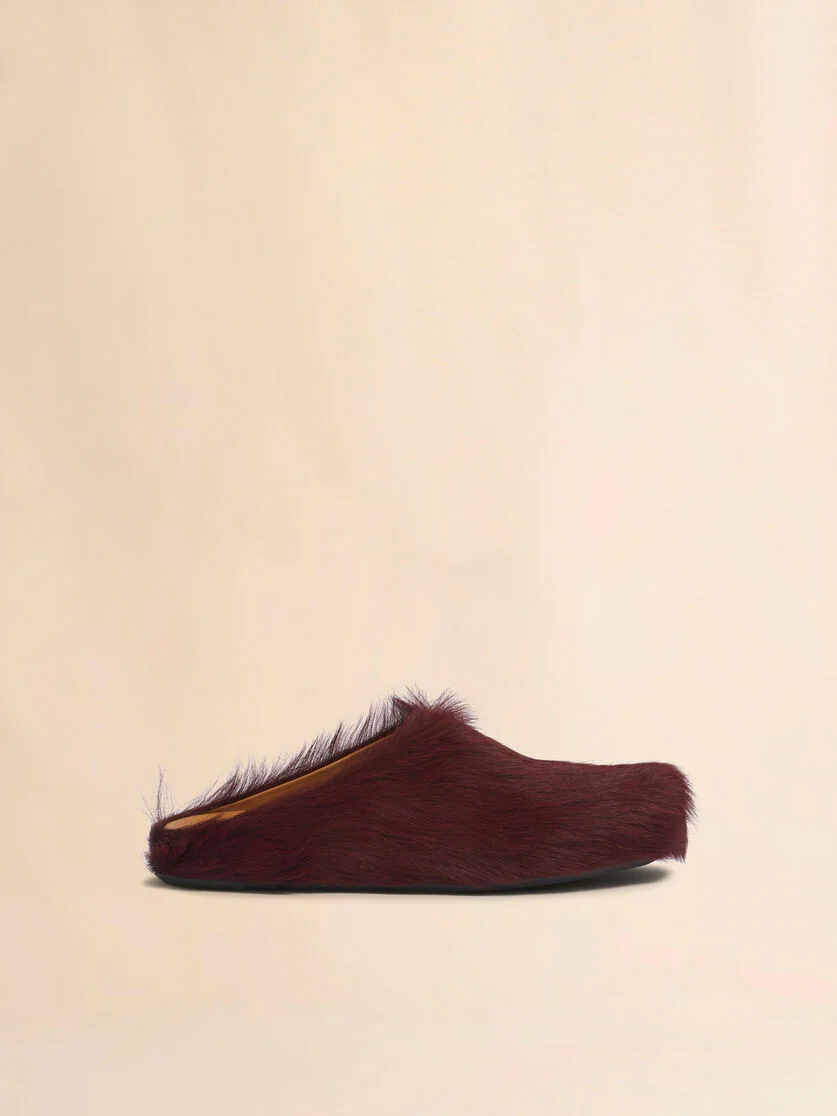 RED LONG HAIRCALFSKIN FUSSBETT SABOT - 1