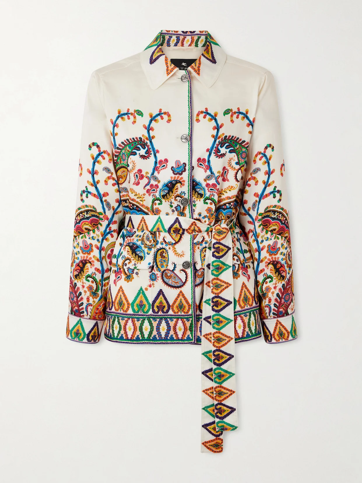 Safari Belted Paisley-print Satin-twill Jacket - 1