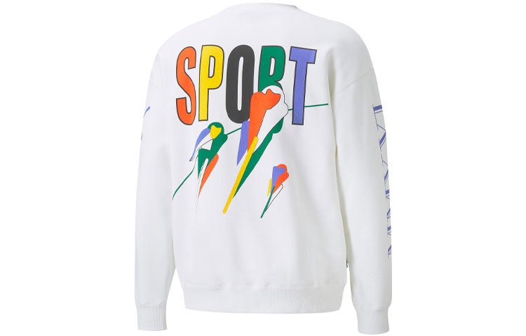 PUMA x Butter Goods Unisex Printing Round-neck Sweatshirt White 532440-02 - 2