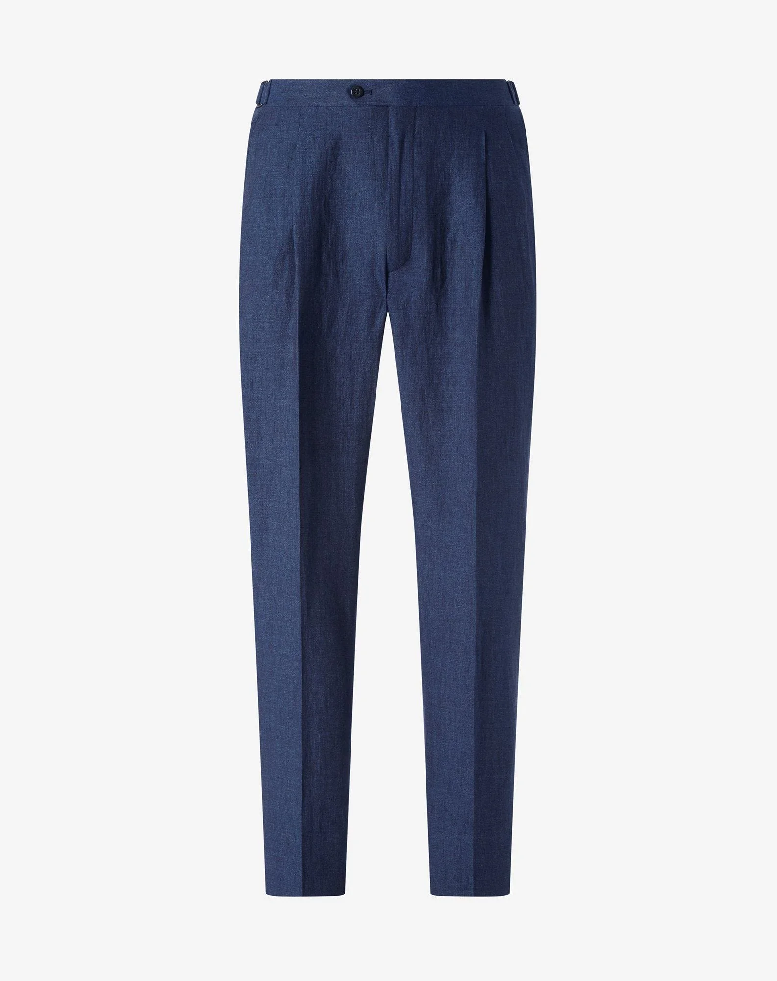 Blue 2-pleated linen chambray trousers - 1