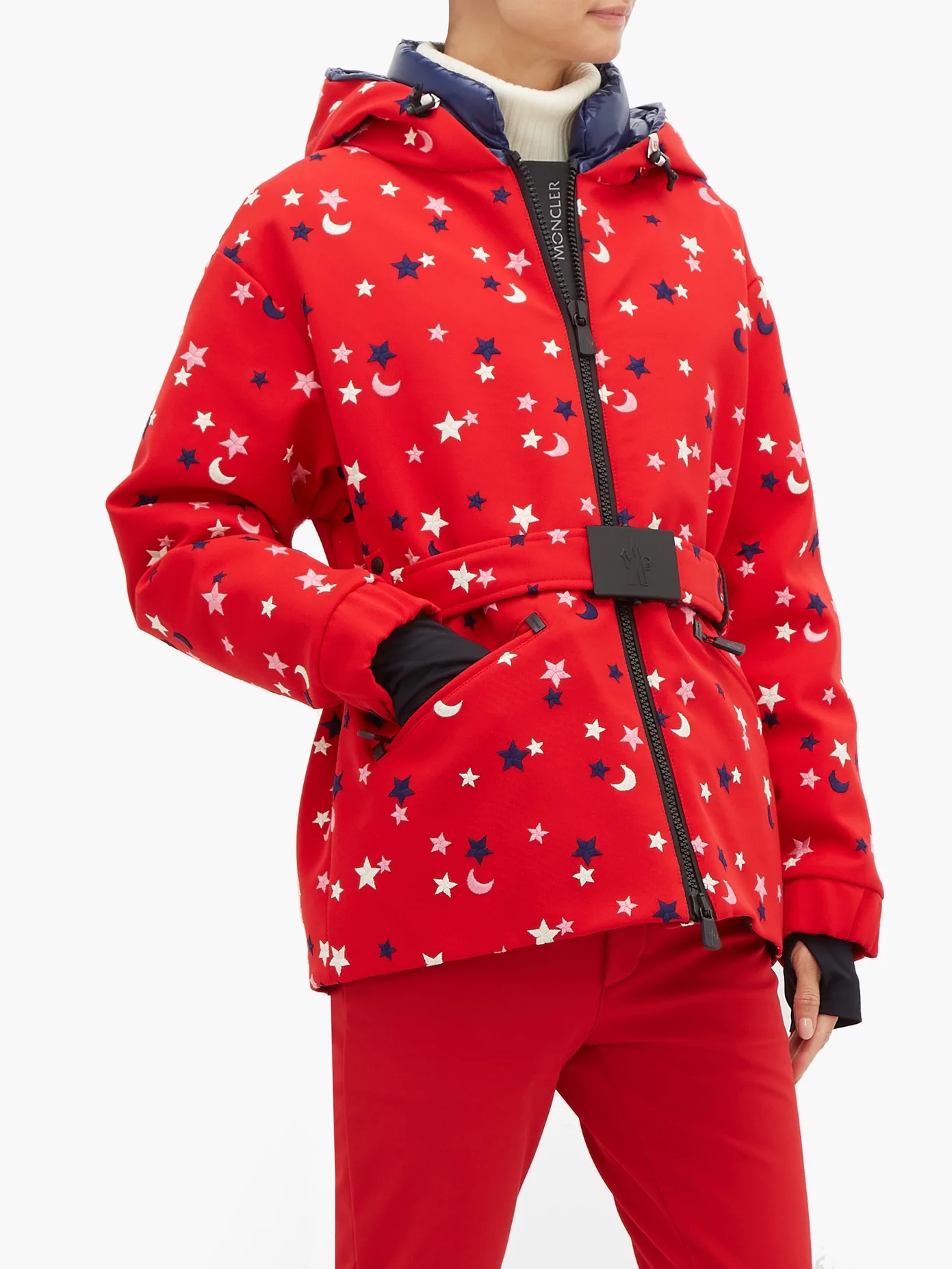 Star and moon embroidered ski jacket - 2