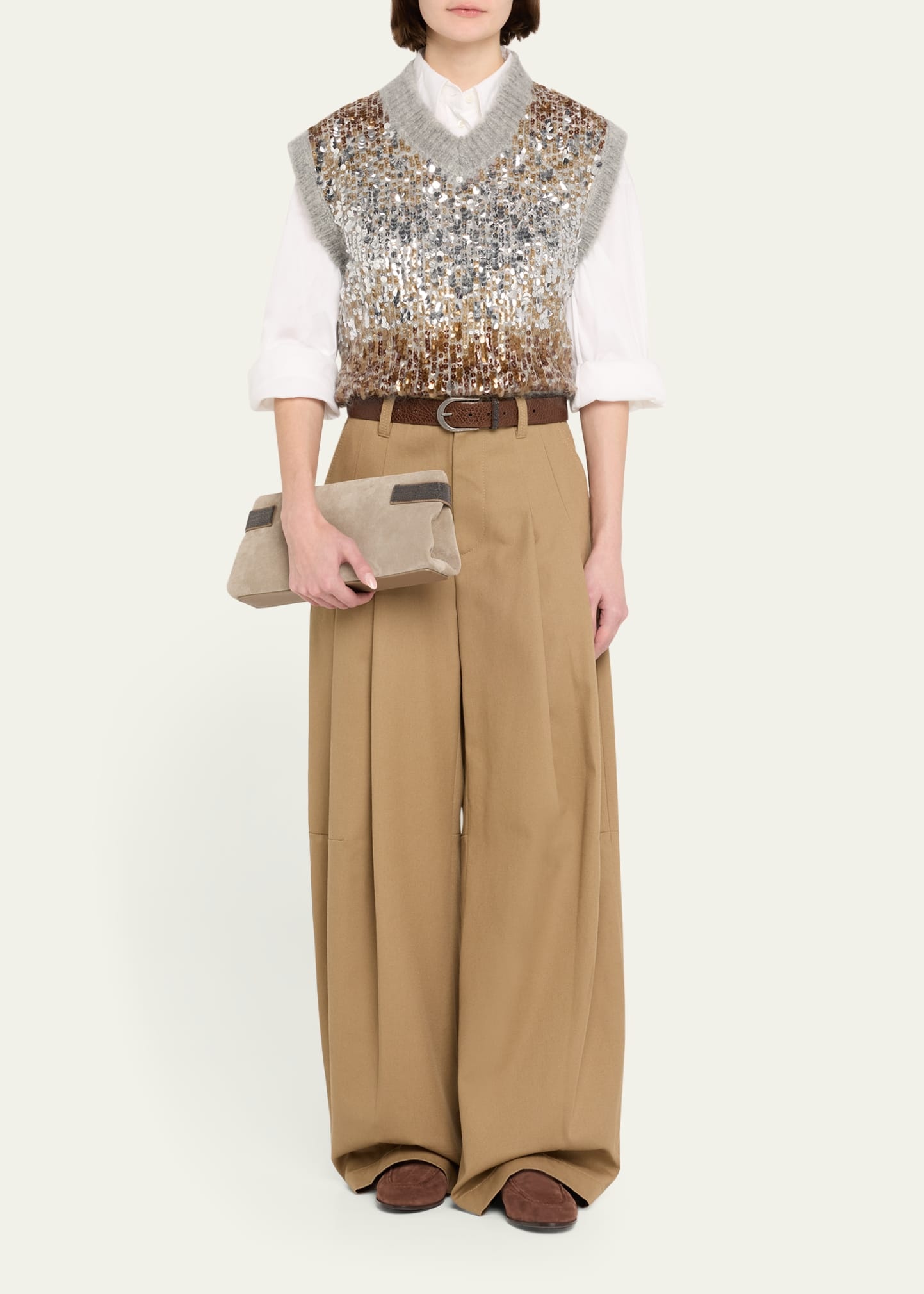 Barrel Pleated Cotton Twill Pants - 2