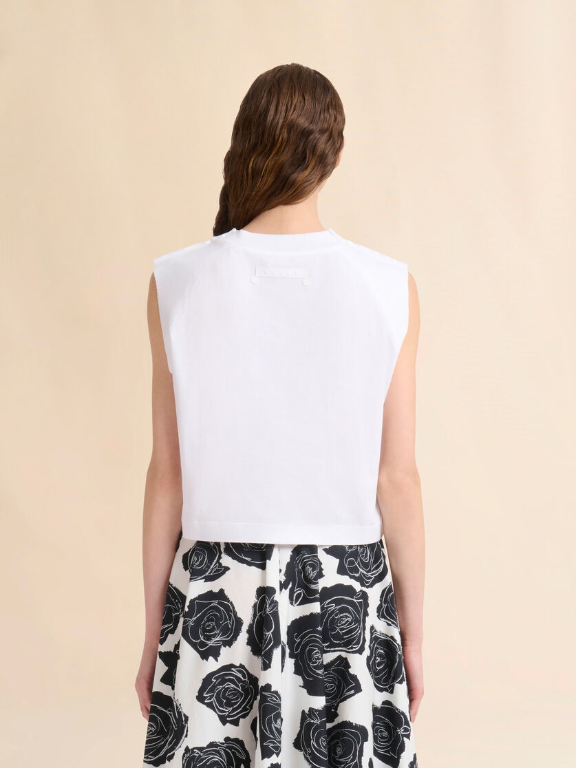 WHITE COTTON SLEEVELESS T-SHIRT WITH TRUNKAROO DETAIL - 3