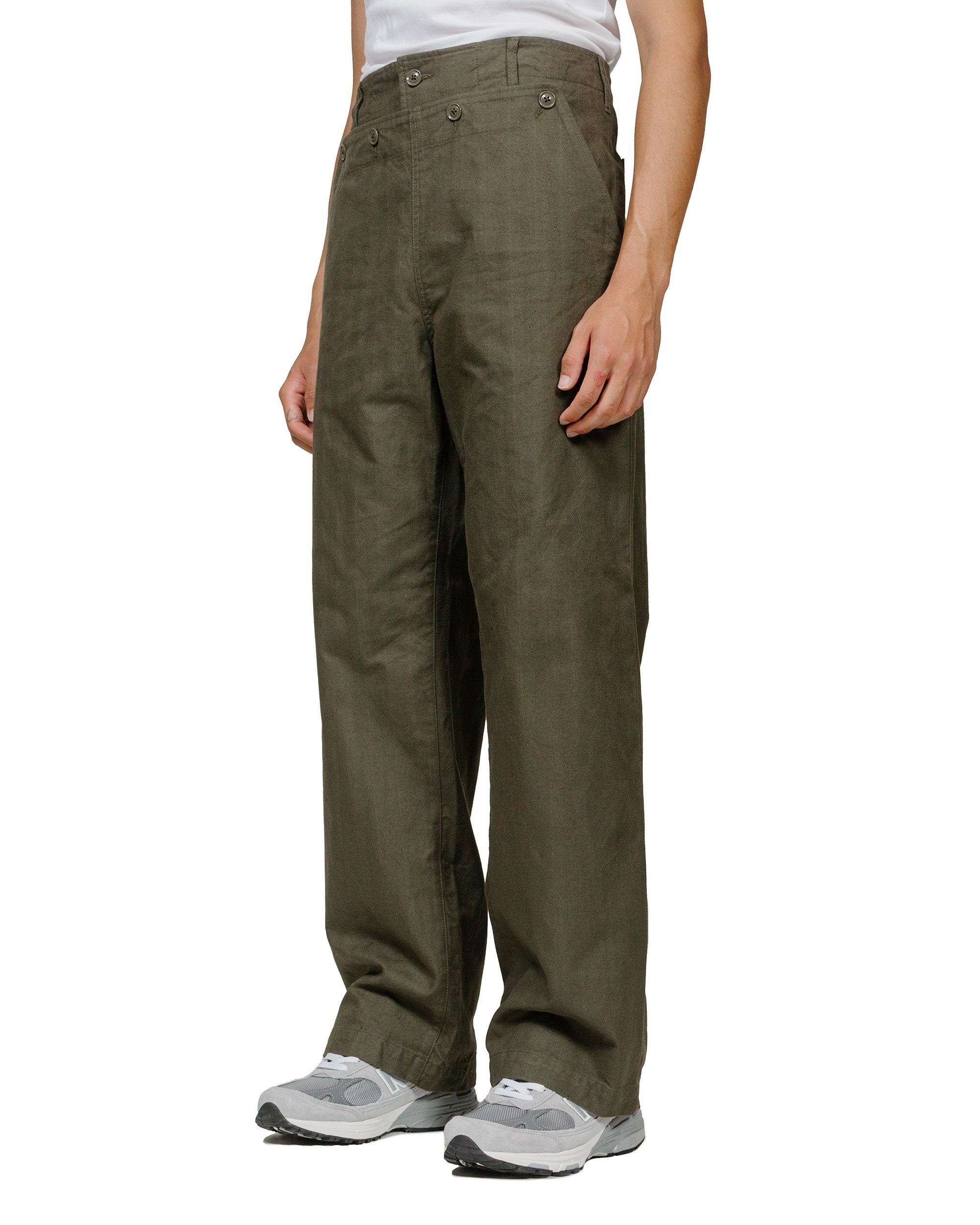 Engineered Garments Sailor Pant Olive Cotton Brushed Herringbone ...