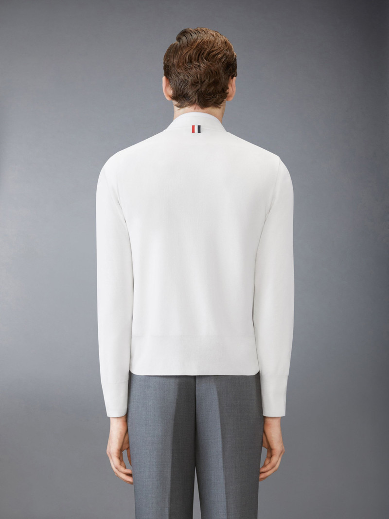 Thom Browne Silk Pique 4-Bar V Neck Cardigan outlook