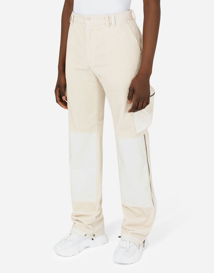 Corduroy cargo pants with coated fabric details - 4