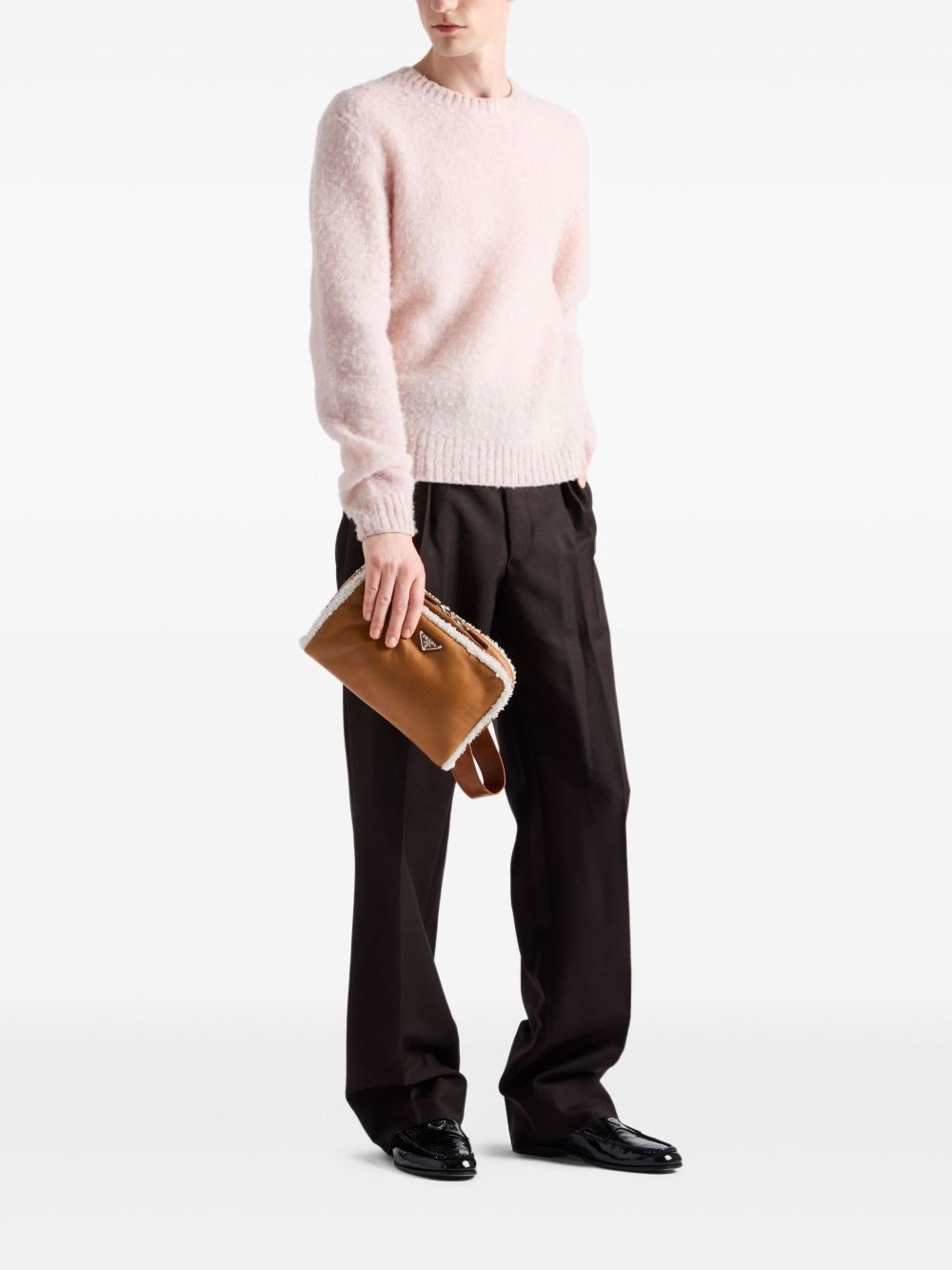 shearling-trim shoulder bag - 2