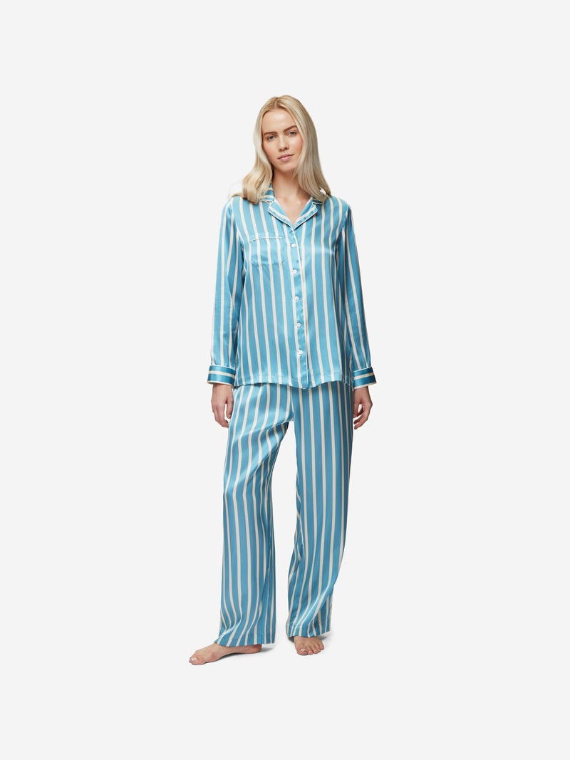 Women's Pyjamas Brindisi 88 Silk Satin Blue - 5
