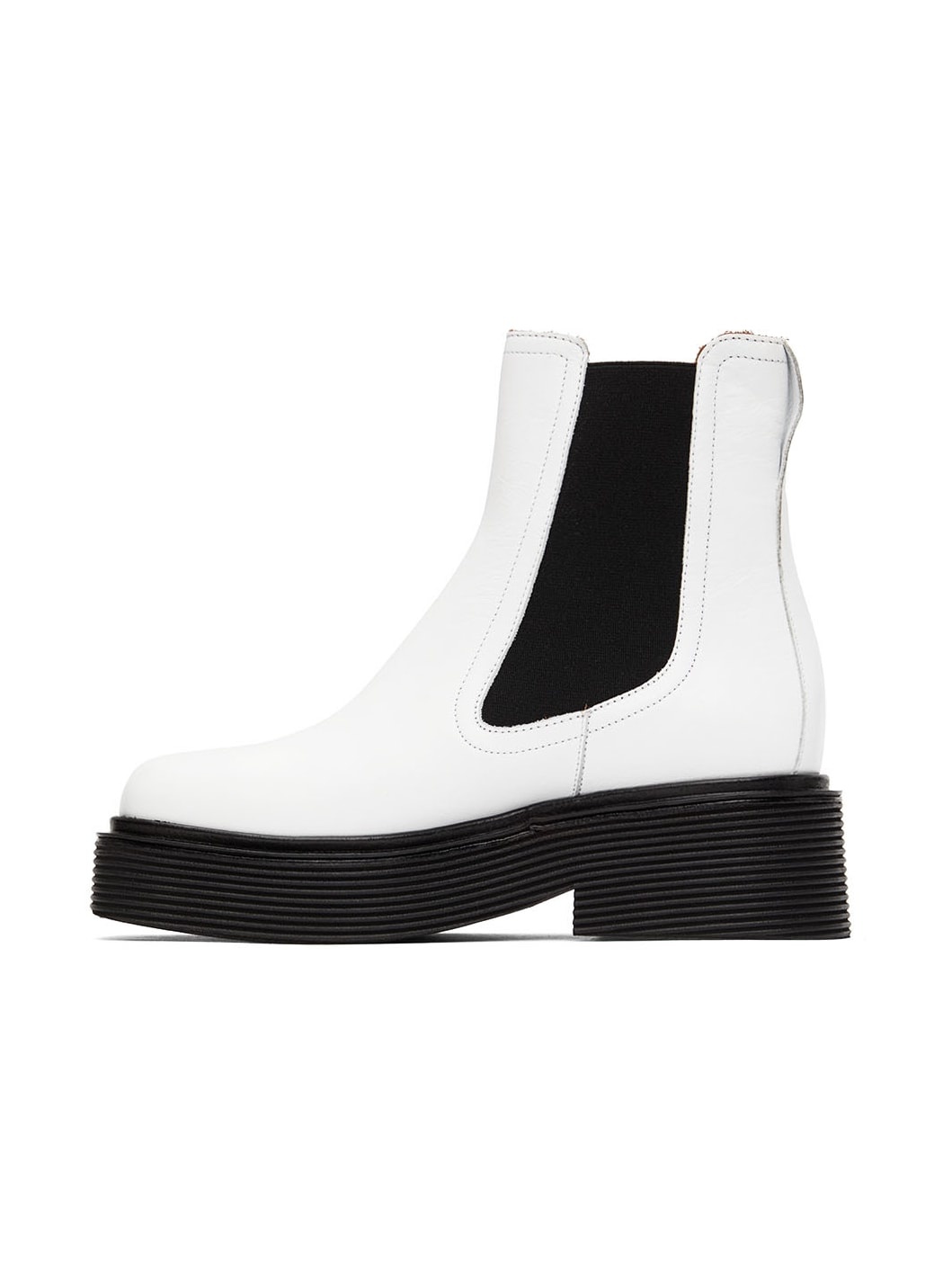White & Black Leather Chelsea Boots - 3
