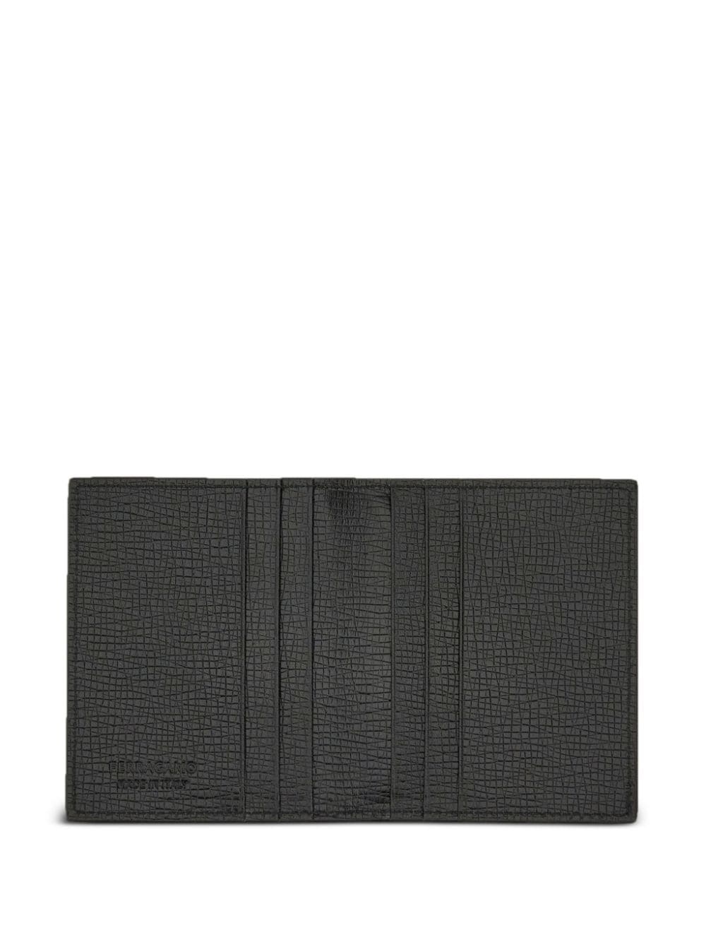 logo-plaque textured leather wallet - 4