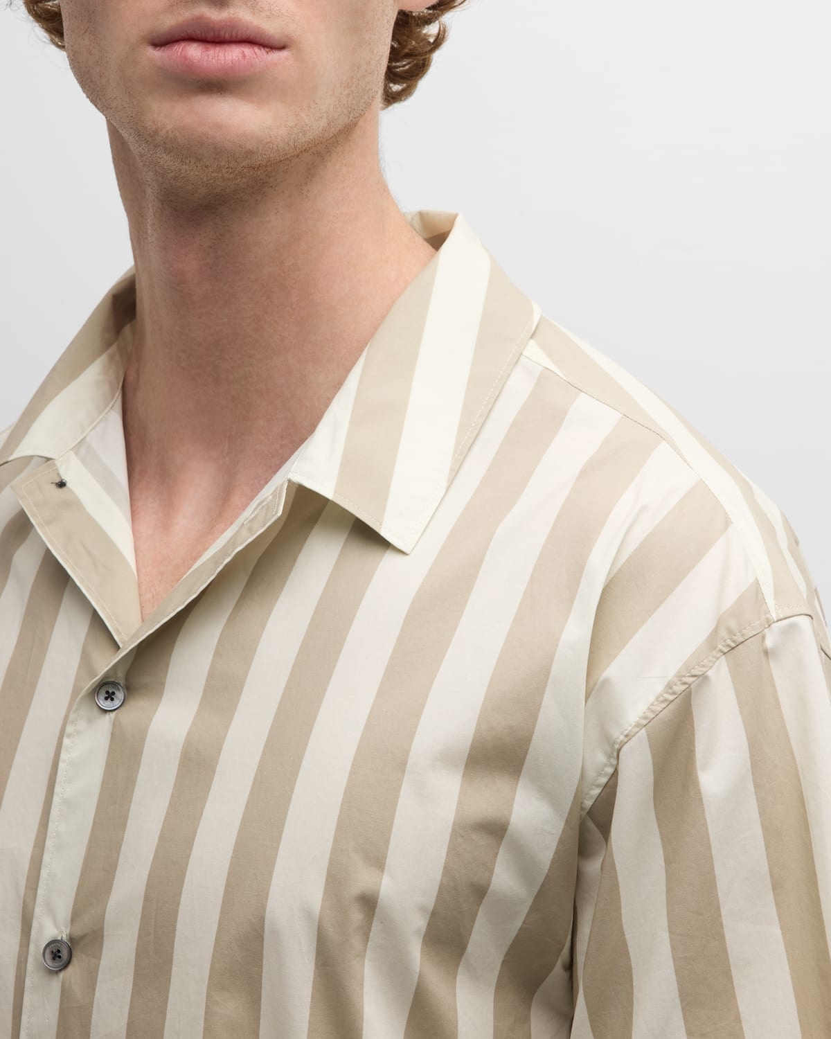 Men's Striped Cotton Camp Shirt - 7