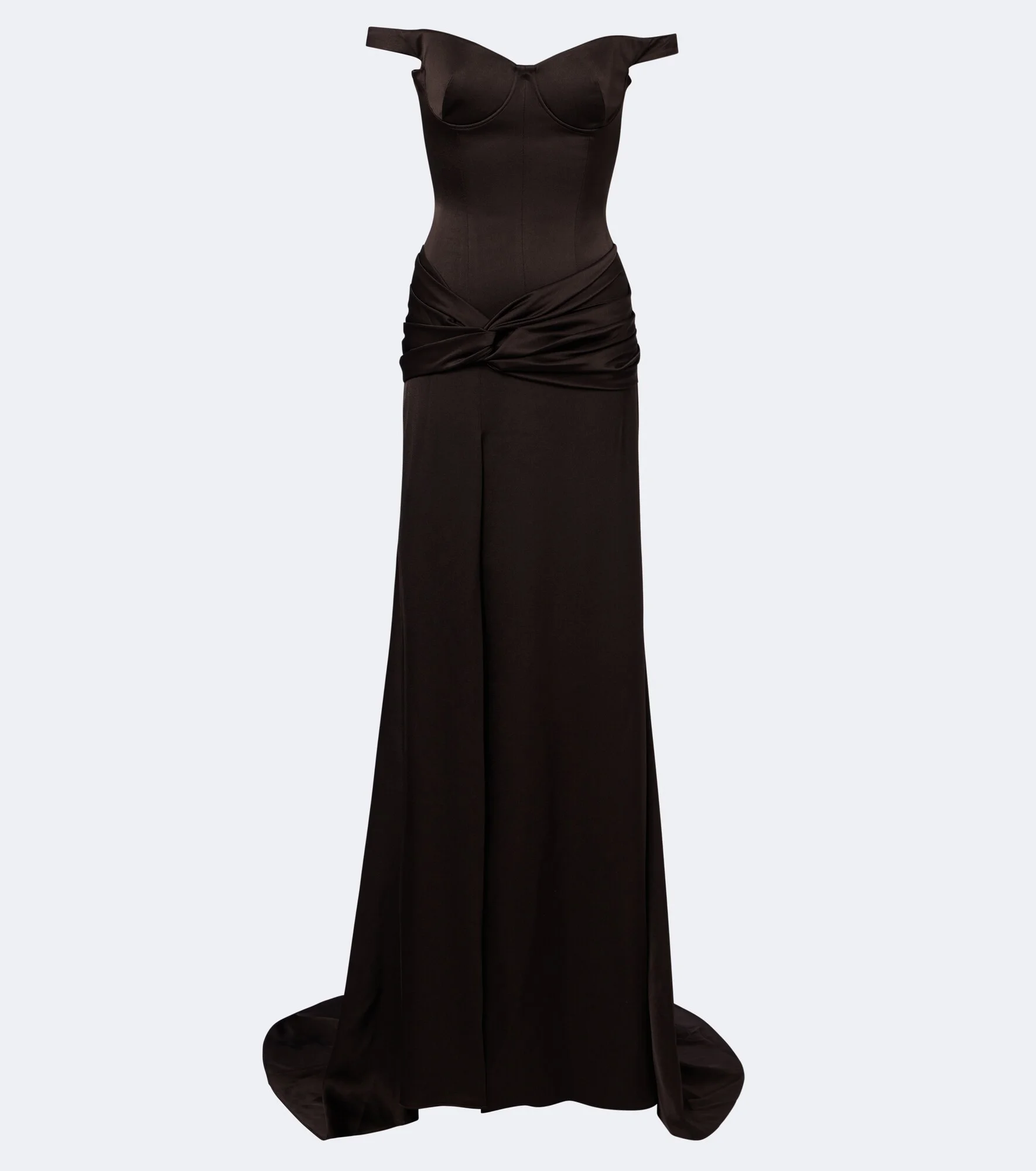 Off-shoulder crêpe satin corset gown - 1