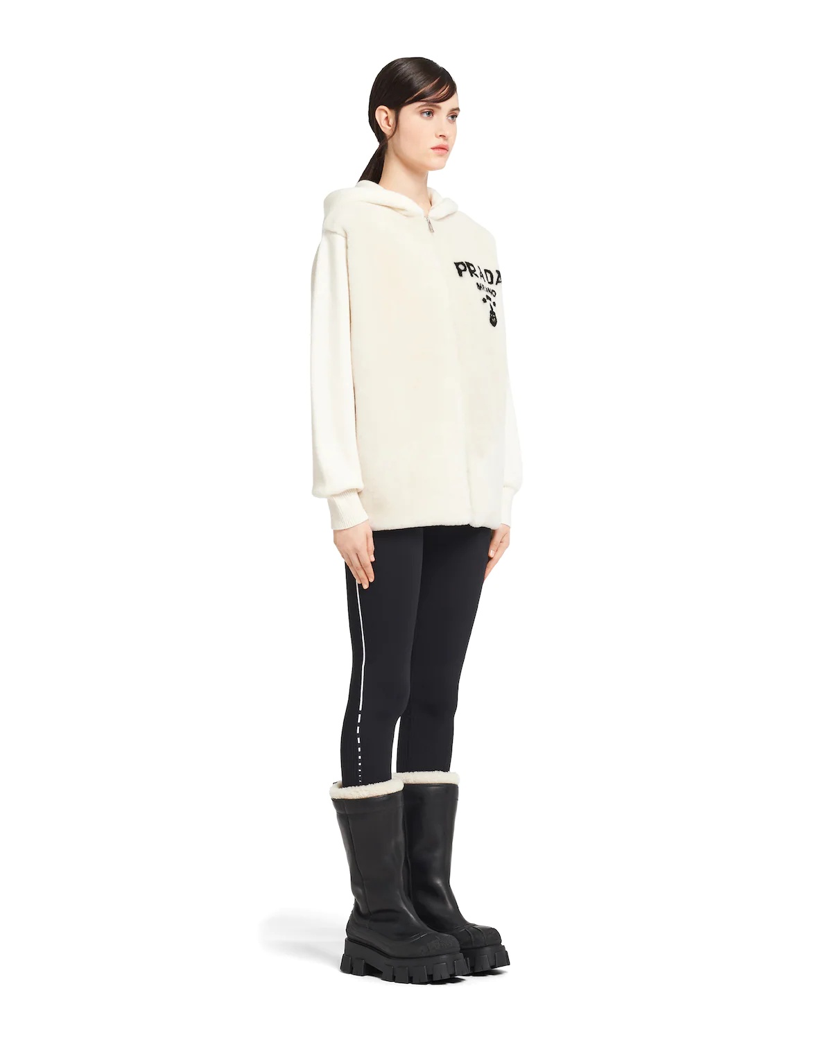 Oversized cashmere and shearling sweatshirt - 3