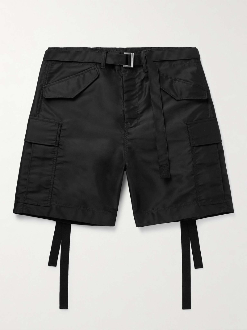 Wide-Leg Belted Nylon Cargo Shorts - 1