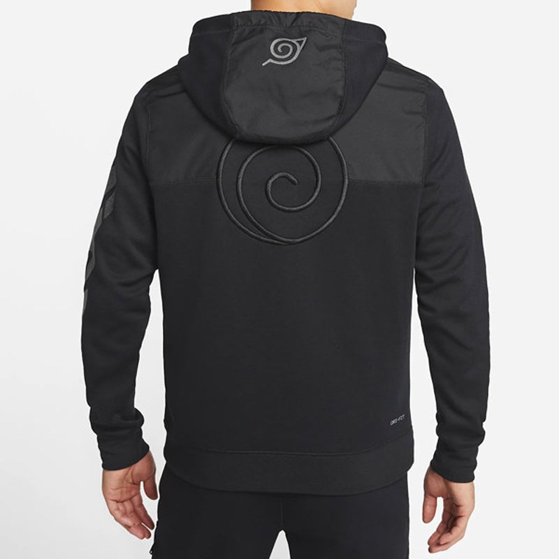 Men's Air Jordan x Zion Naruto Crossover Solid Color Alphabet Pattern Zipper Hooded Jacket Black DO6 - 3